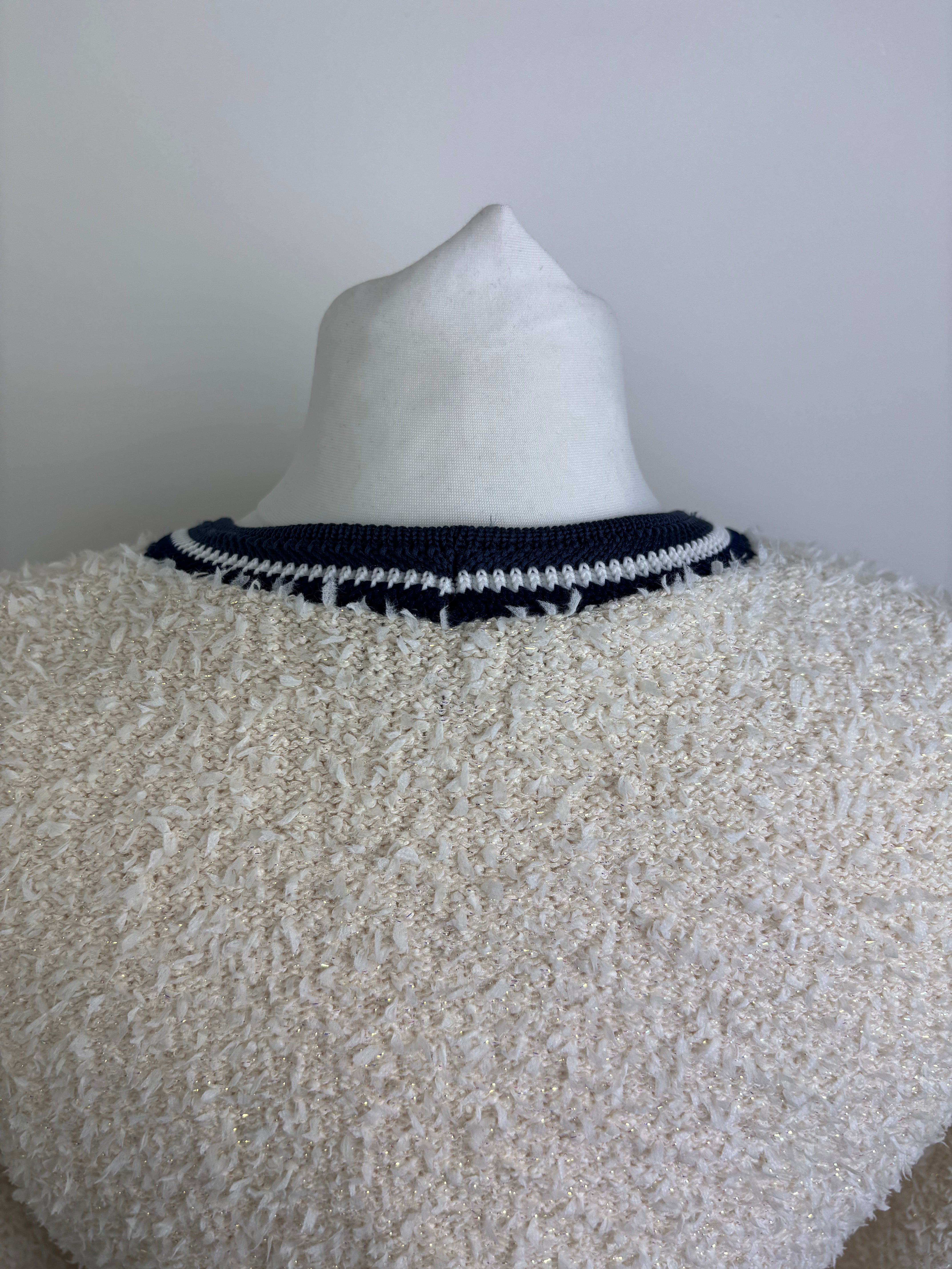 Chanel cream and navy cardigan - 10 UK