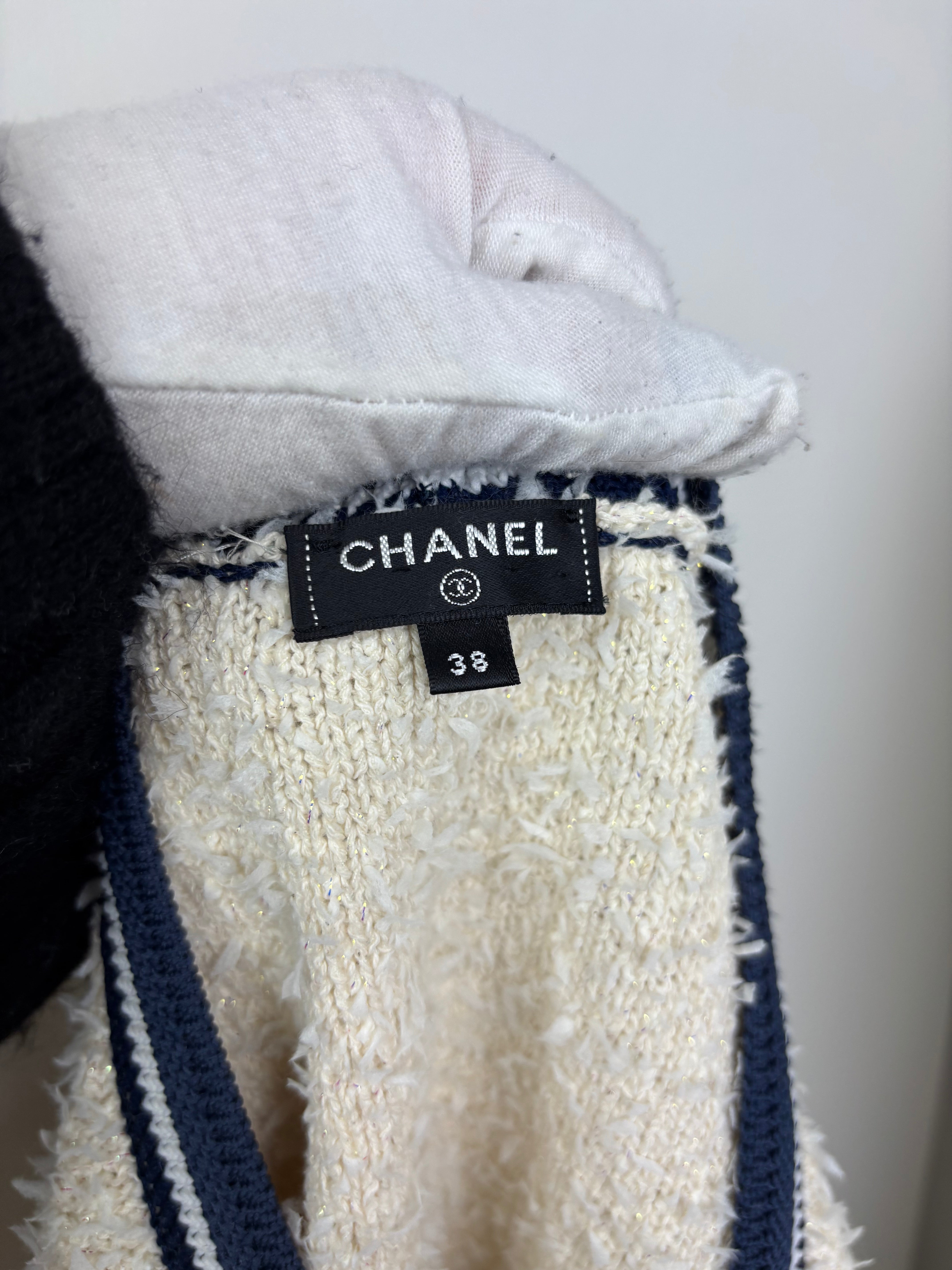 Chanel cream and navy cardigan - 10 UK