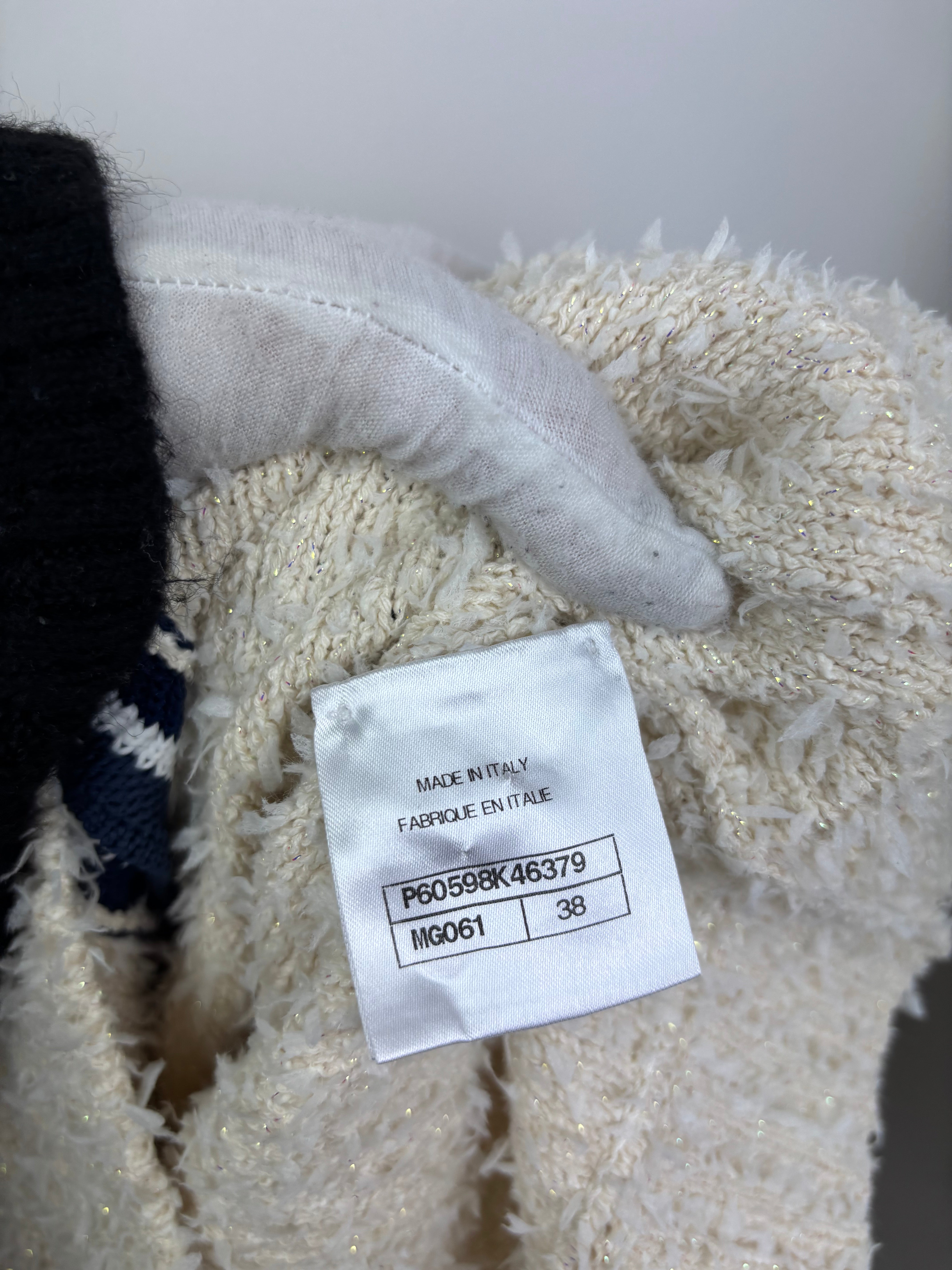 Chanel cream and navy cardigan - 10 UK