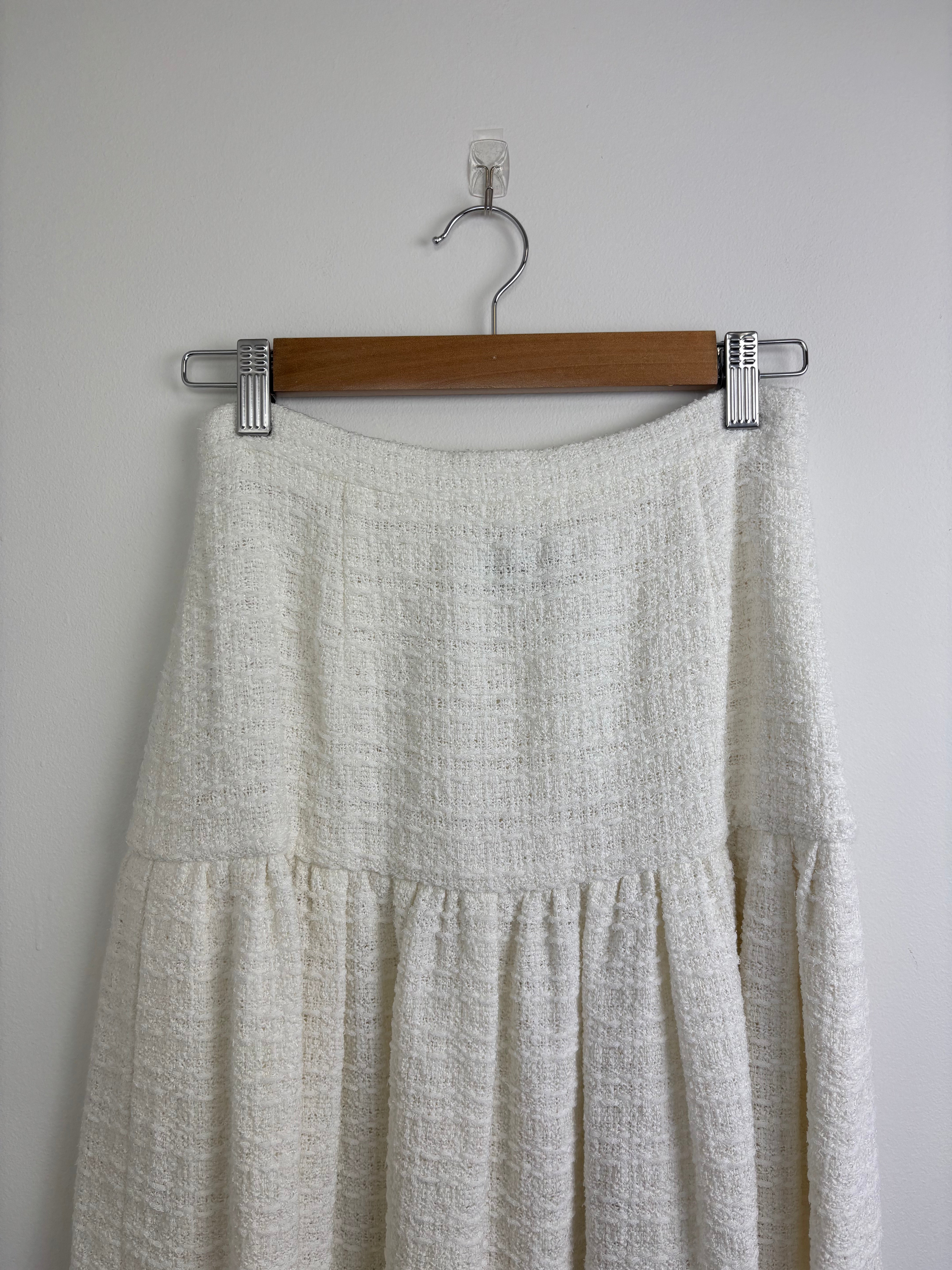 Chanel off white tweed skirt - 10 UK