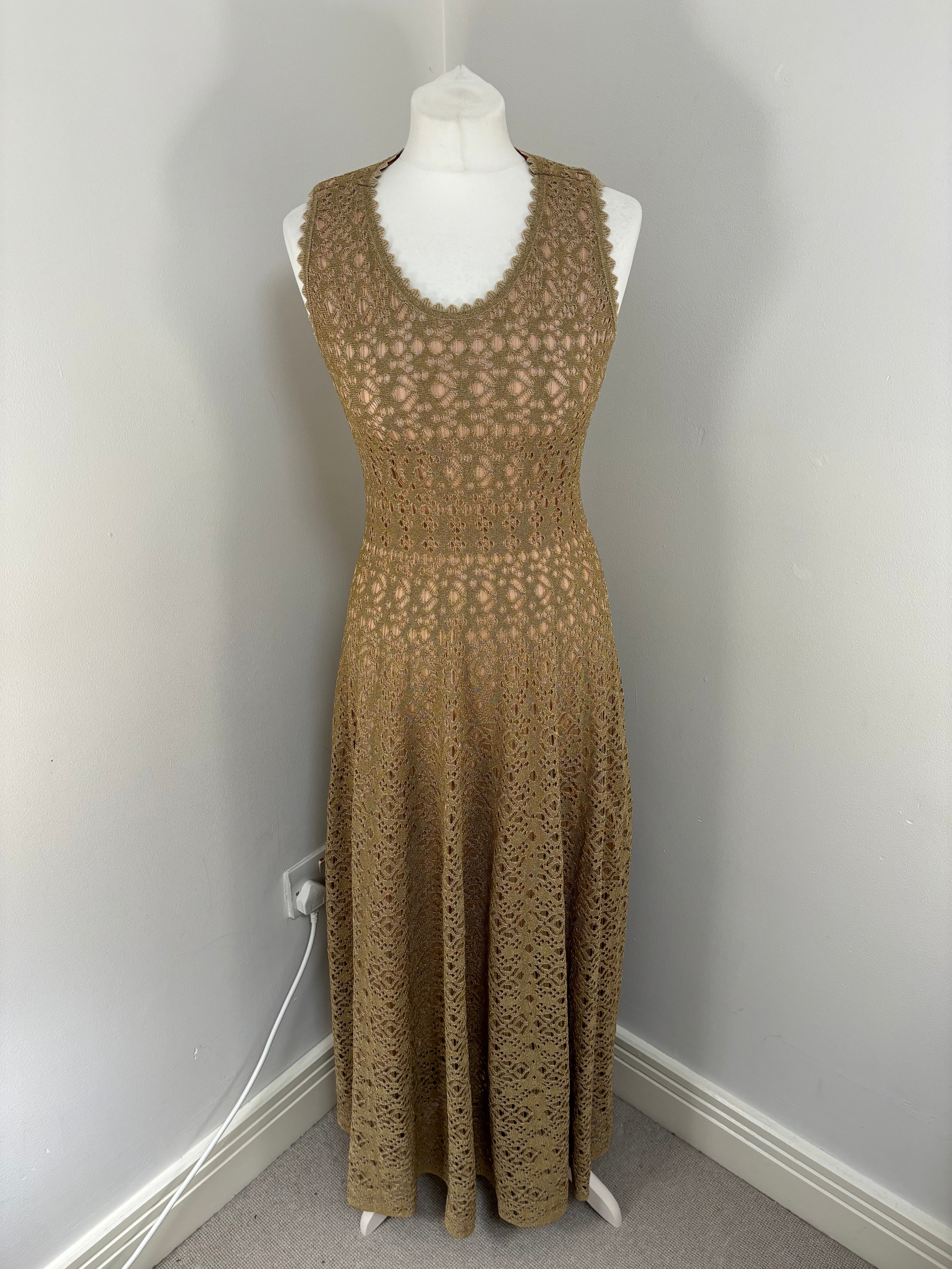 Alaia golden maxi dress - 10 UK