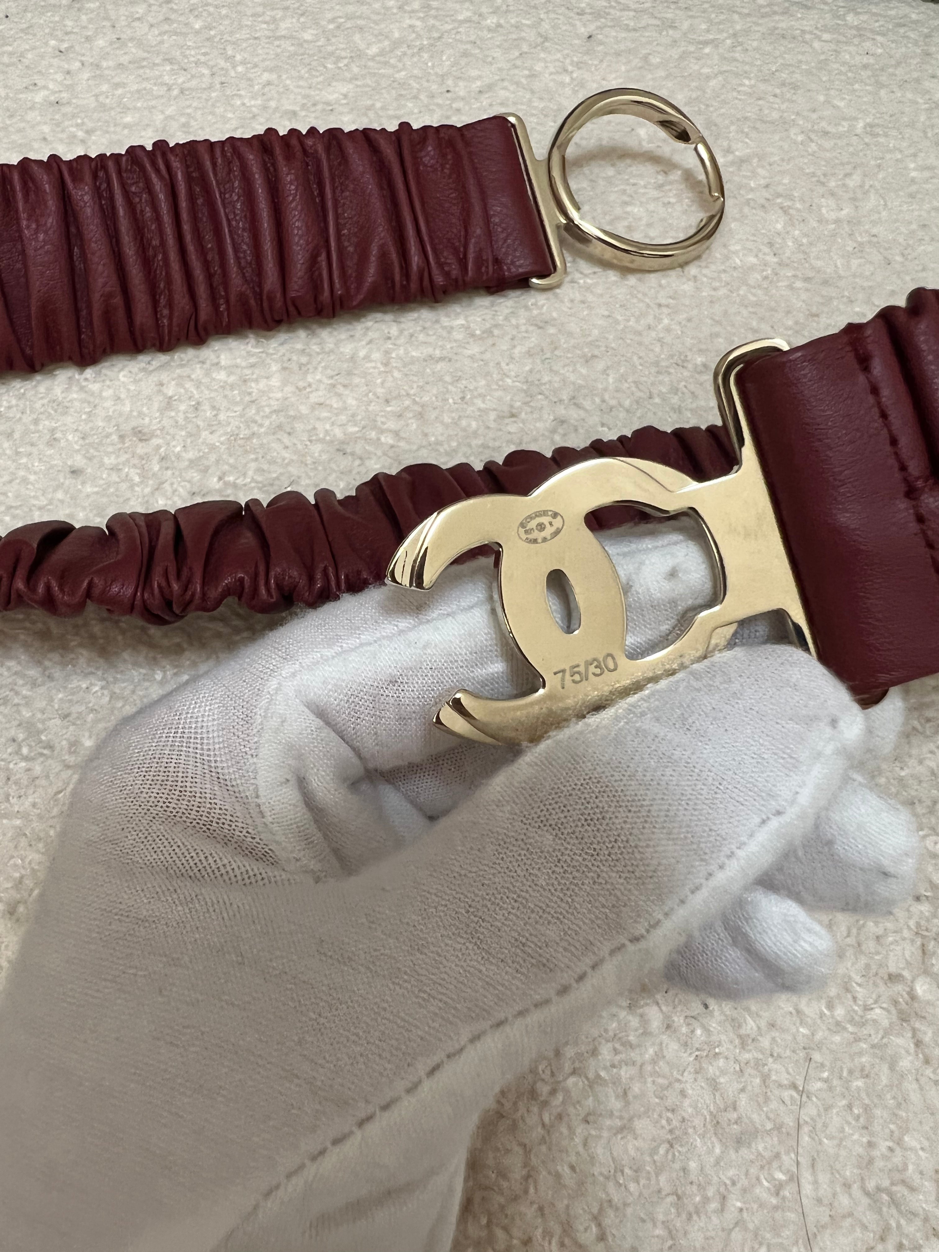 Chanel red leather belt