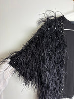 Load image into Gallery viewer, Elie Saab black feather and sequin jacket - S / M

