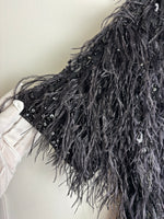 Load image into Gallery viewer, Elie Saab black feather and sequin jacket - S / M
