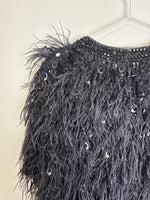 Load image into Gallery viewer, Elie Saab black feather and sequin jacket - S / M
