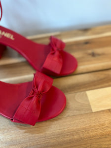 Chanel red bow sandals - 5 UK