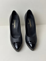 Load image into Gallery viewer, Chanel Chain-Trim Platform Pumps - 5.5 UK
