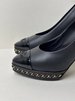 Load image into Gallery viewer, Chanel Chain-Trim Platform Pumps - 5.5 UK
