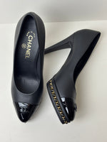 Load image into Gallery viewer, Chanel Chain-Trim Platform Pumps - 5.5 UK
