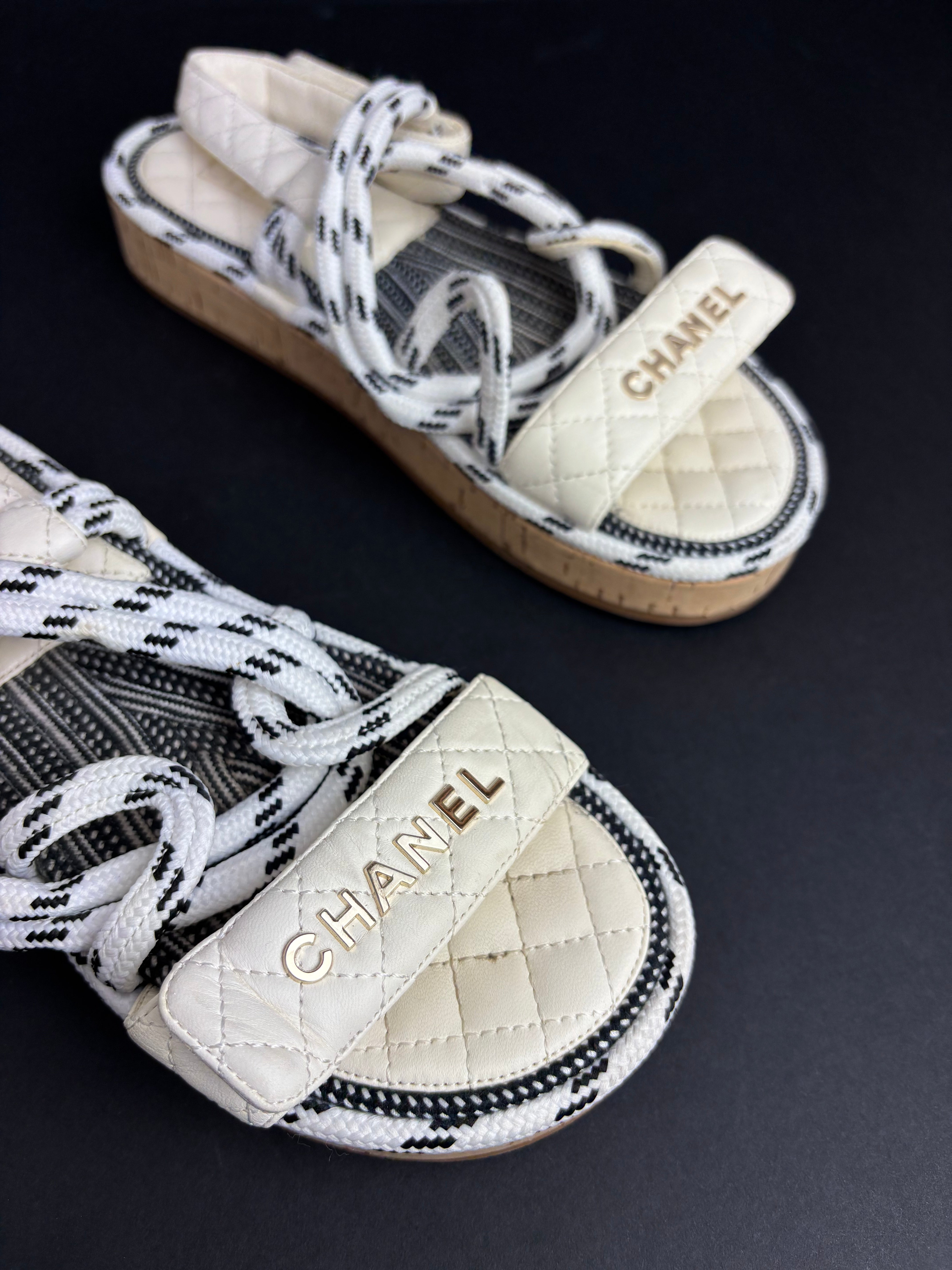 Chanel rope white sandals - 6 UK