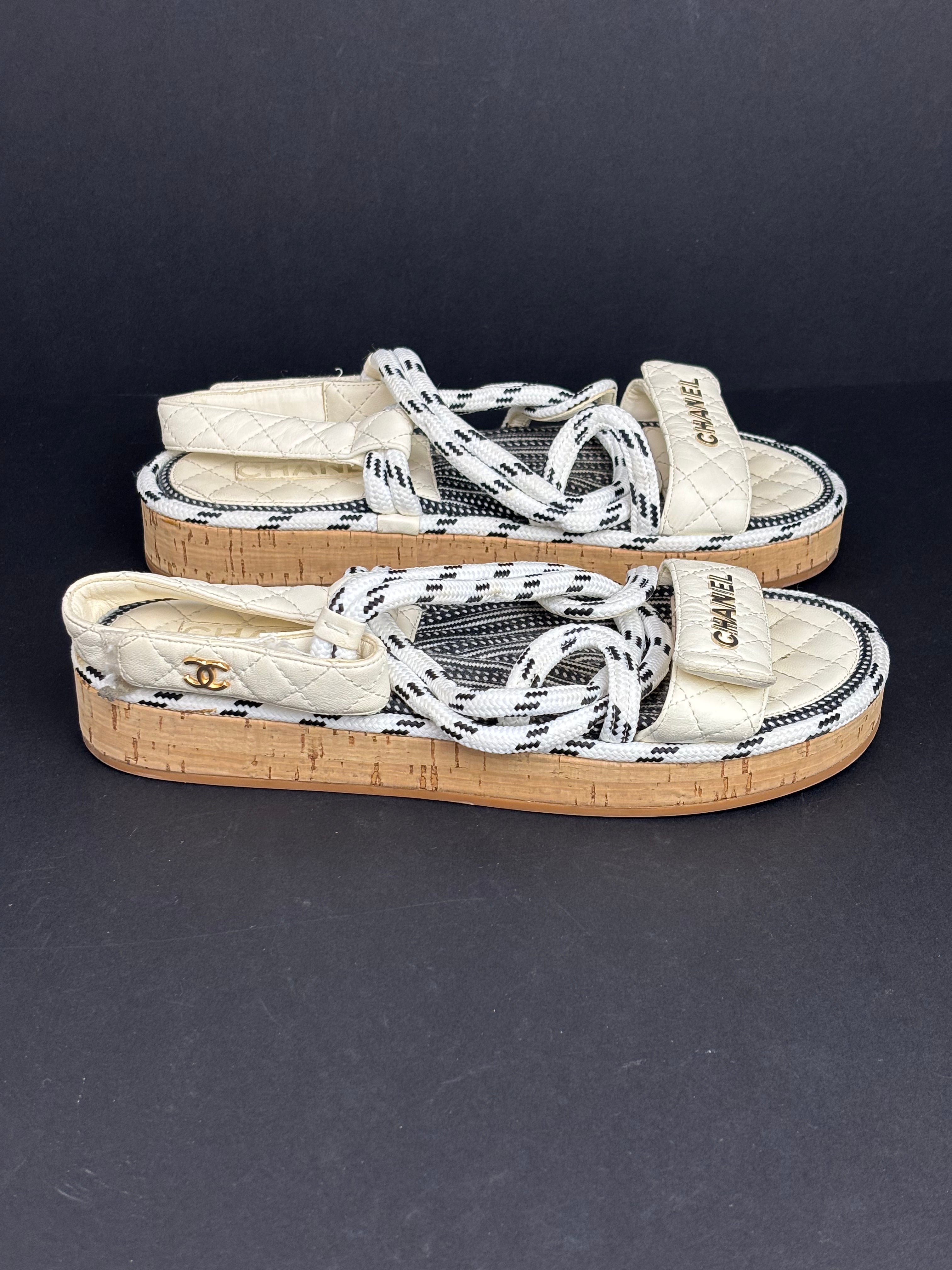 Chanel rope white sandals - 6 UK