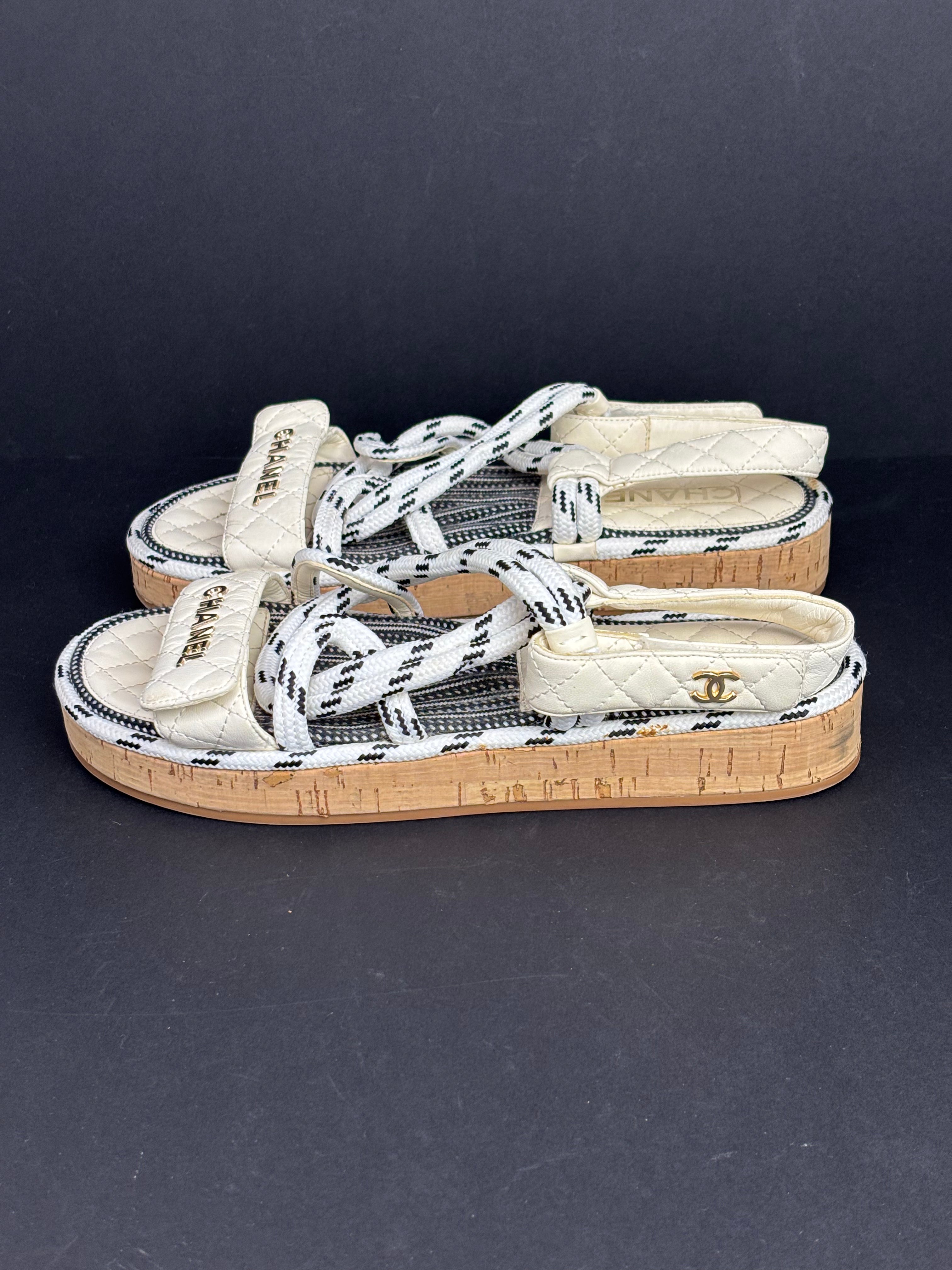 Chanel rope white sandals - 6 UK
