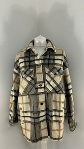 Zara checked wool blend shacket -  S