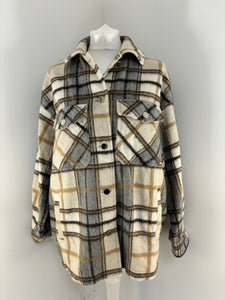 Zara checked wool blend shacket -  S