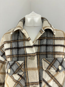 Zara checked wool blend shacket -  S