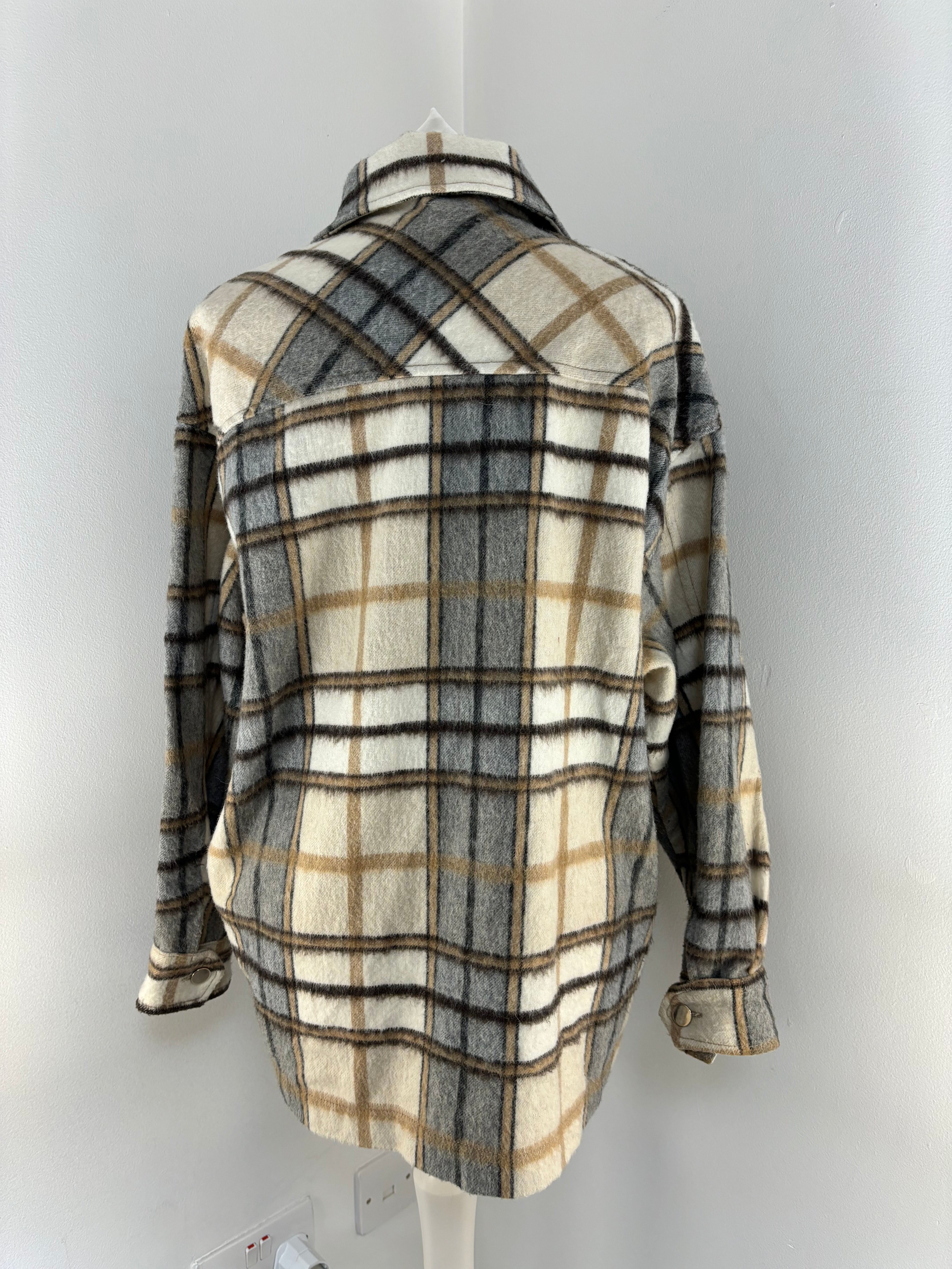 Zara checked wool blend shacket -  S