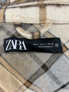 Zara checked wool blend shacket -  S