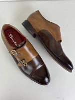 Load image into Gallery viewer, Santoni Two-Tone Double Monk Strap Shoes - 4 UK
