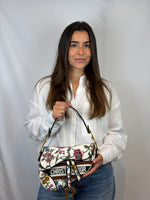 Load image into Gallery viewer, Dior Saddle Bag Multicolor Millefiori Embroidery Canvas Antique Gold Hardware
