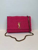 Load image into Gallery viewer, Saint Laurent Kate raffia pink bag
