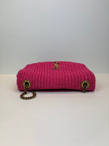 Saint Laurent Kate raffia pink bag