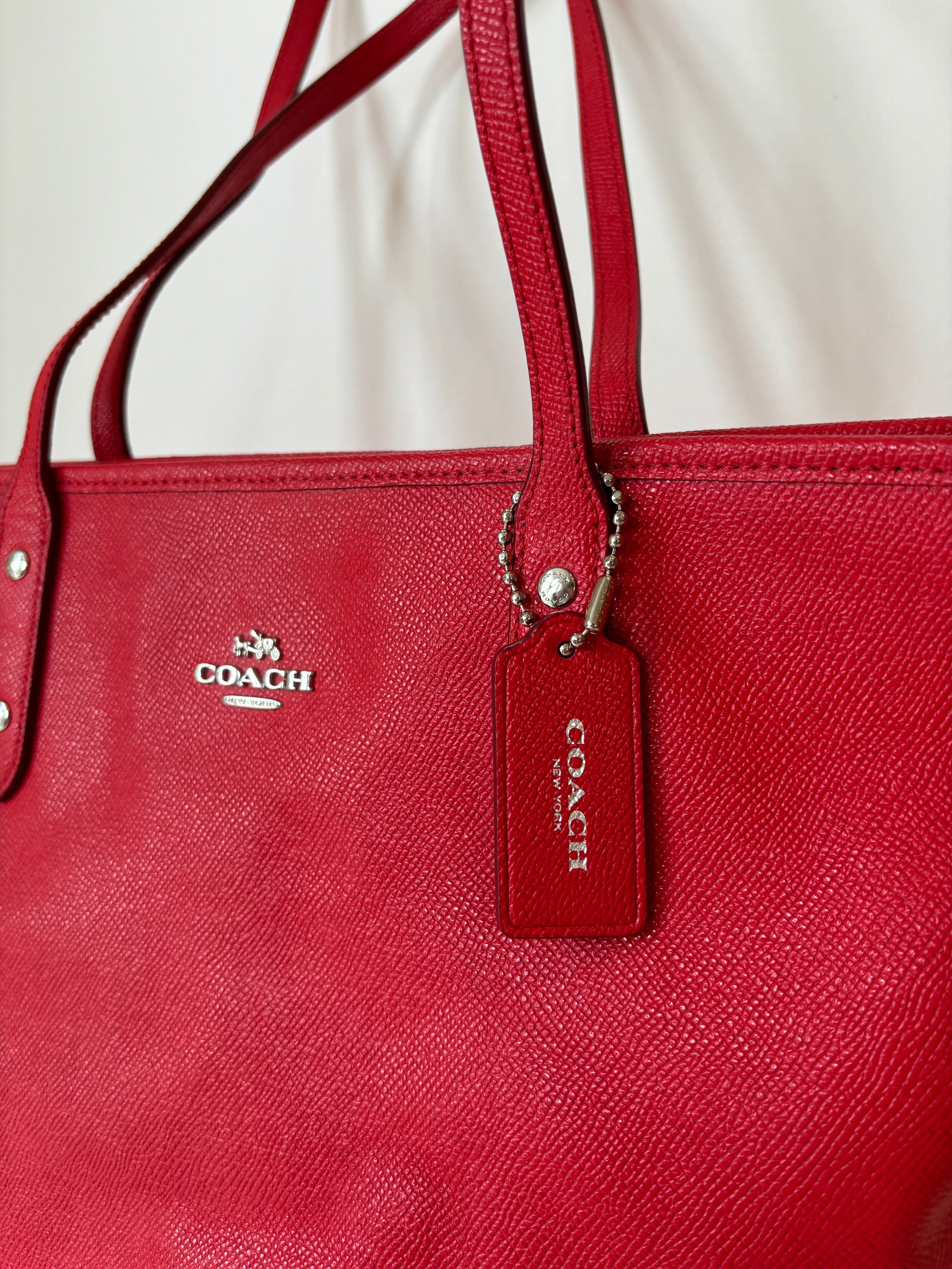 Coach red tote bag