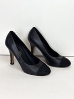 Load image into Gallery viewer, Chanel black leather cap toe pumps - 6 UK
