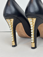 Load image into Gallery viewer, Chanel black leather cap toe pumps - 6 UK

