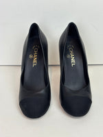 Load image into Gallery viewer, Chanel black leather cap toe pumps - 6 UK

