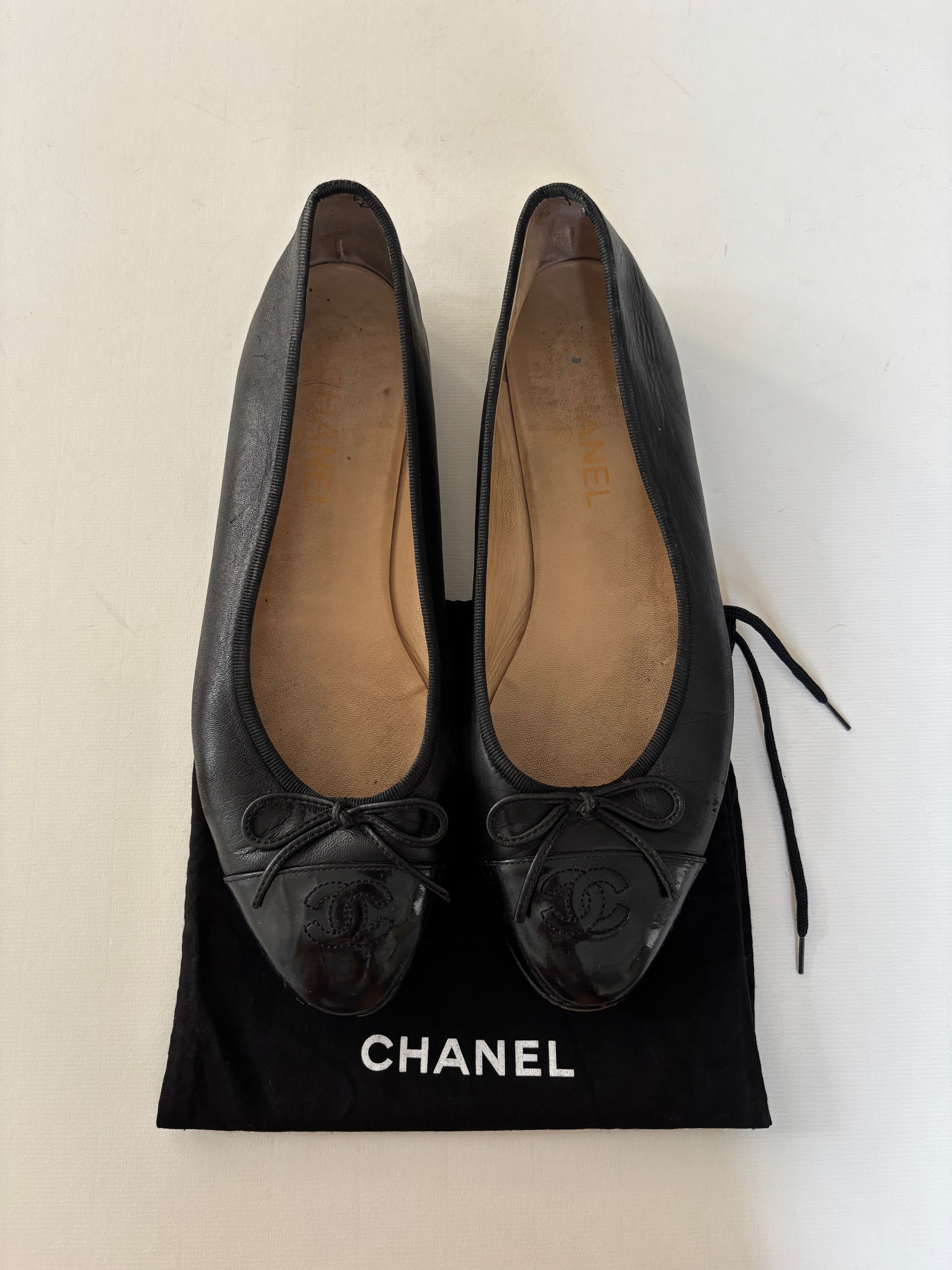 Chanel black ballerina flats - 7.5 UK