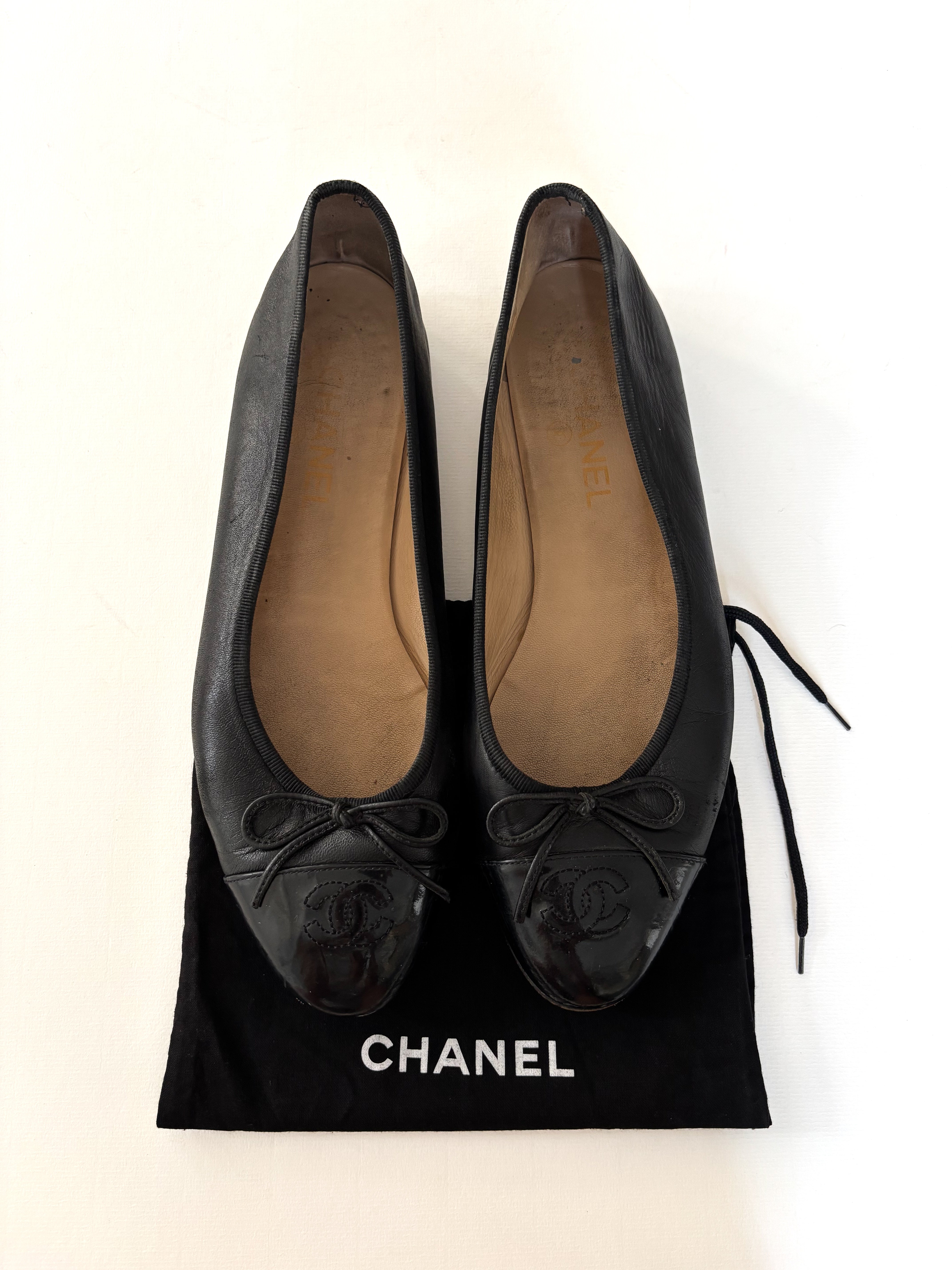 Chanel black ballerina flats - 7.5 UK