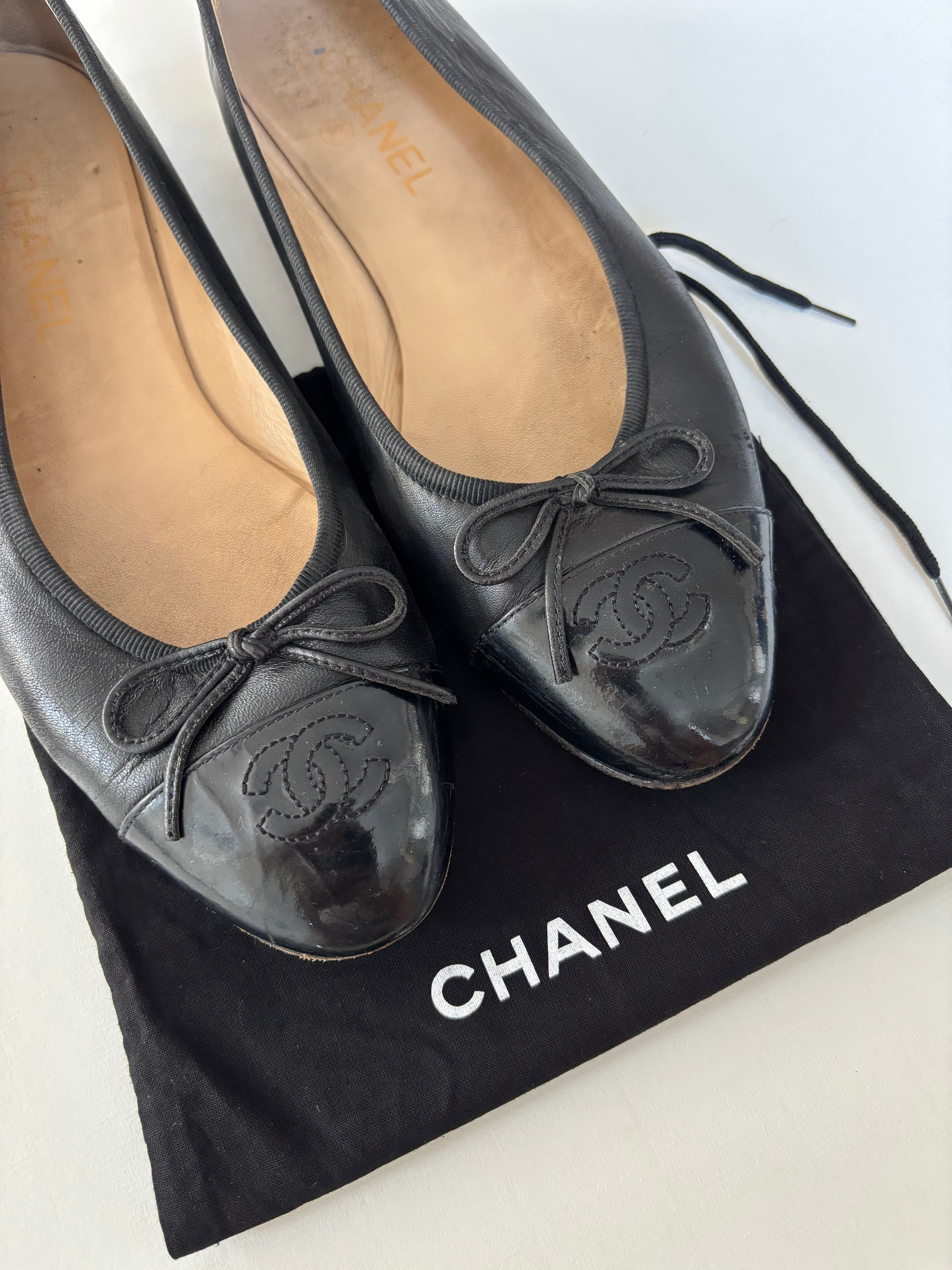 Chanel black ballerina flats - 7.5 UK
