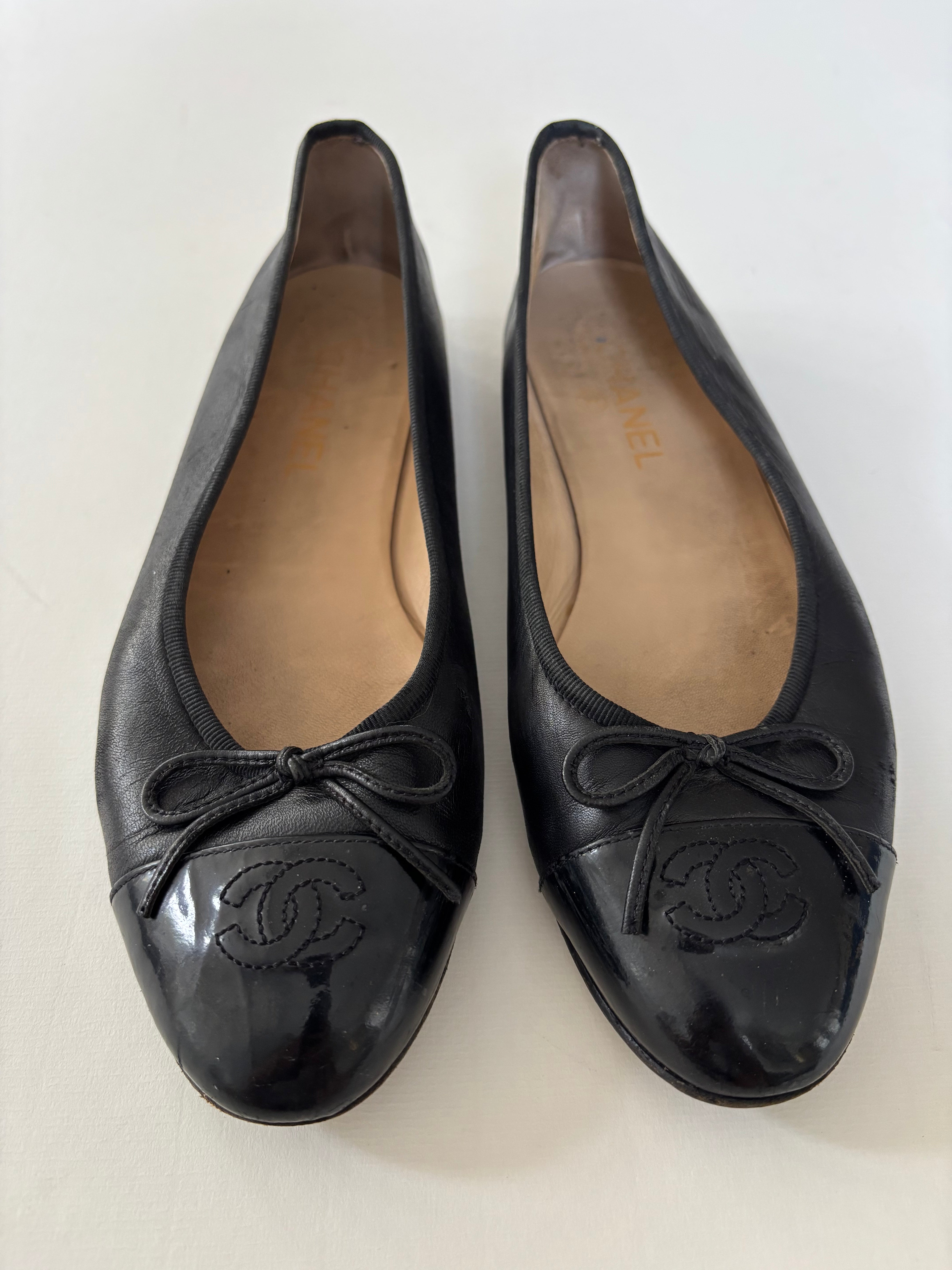 Chanel black ballerina flats - 7.5 UK