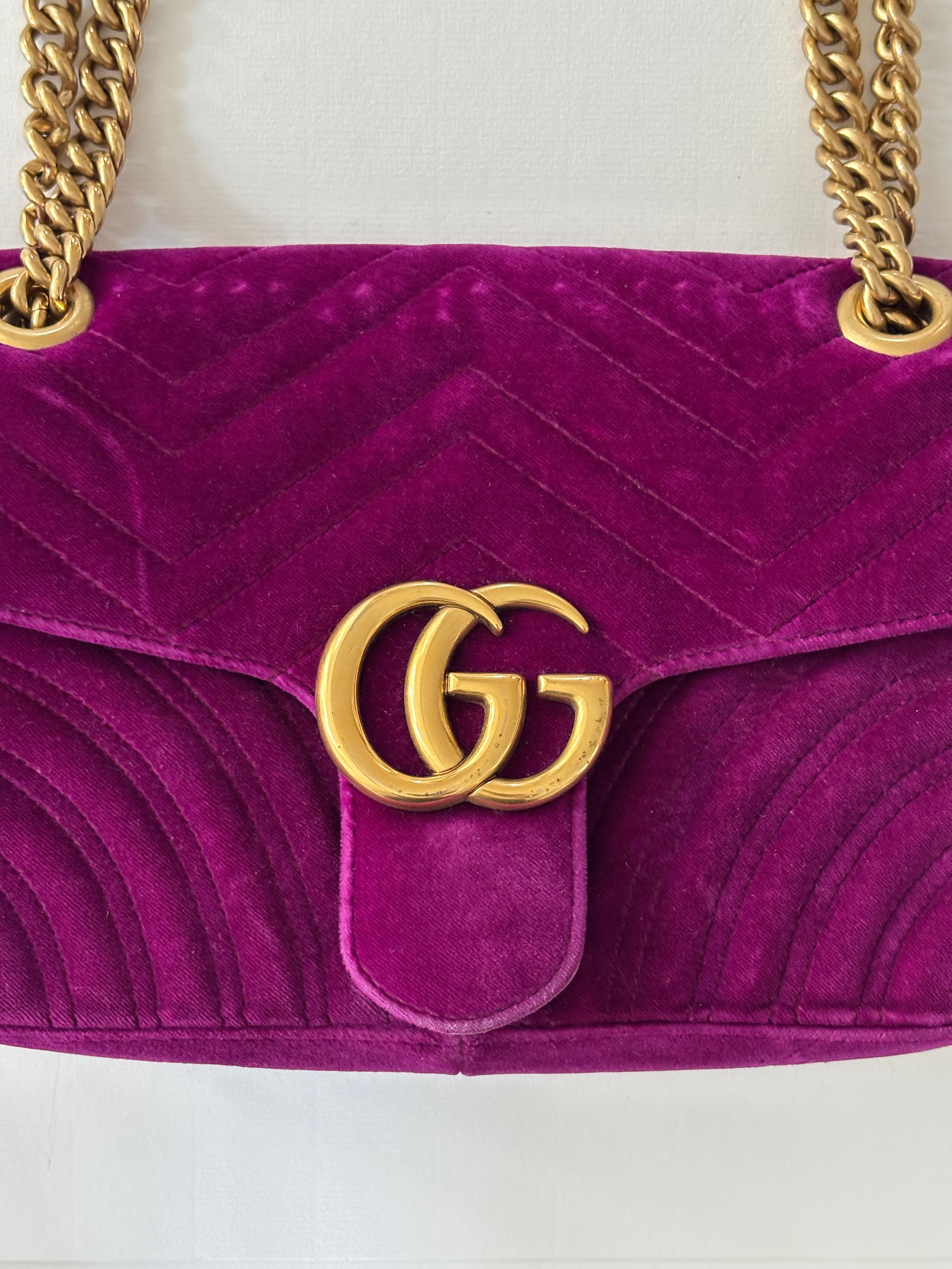 Gucci GG Marmot fuchsia velvet bag