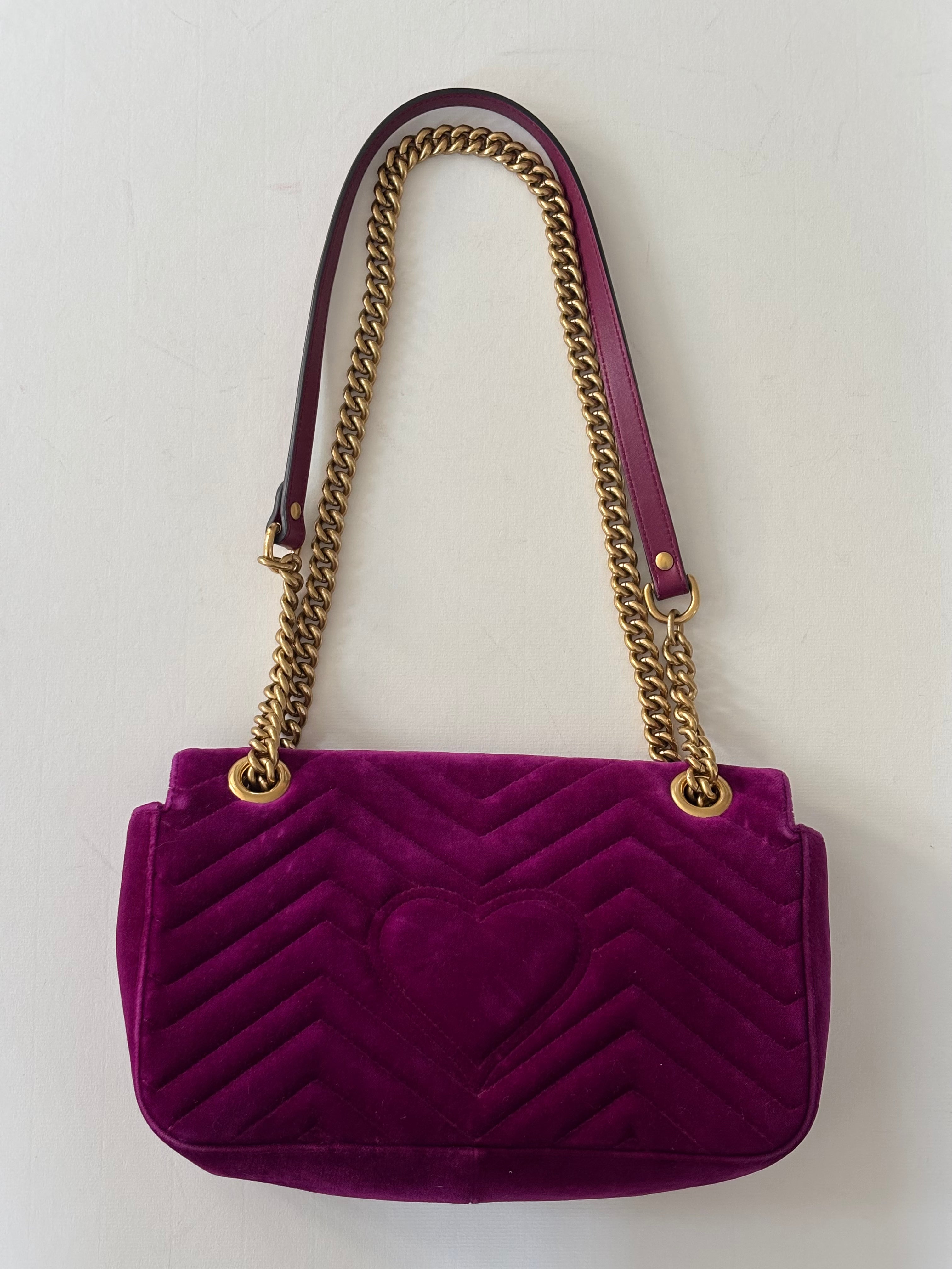 Gucci GG Marmot fuchsia velvet bag