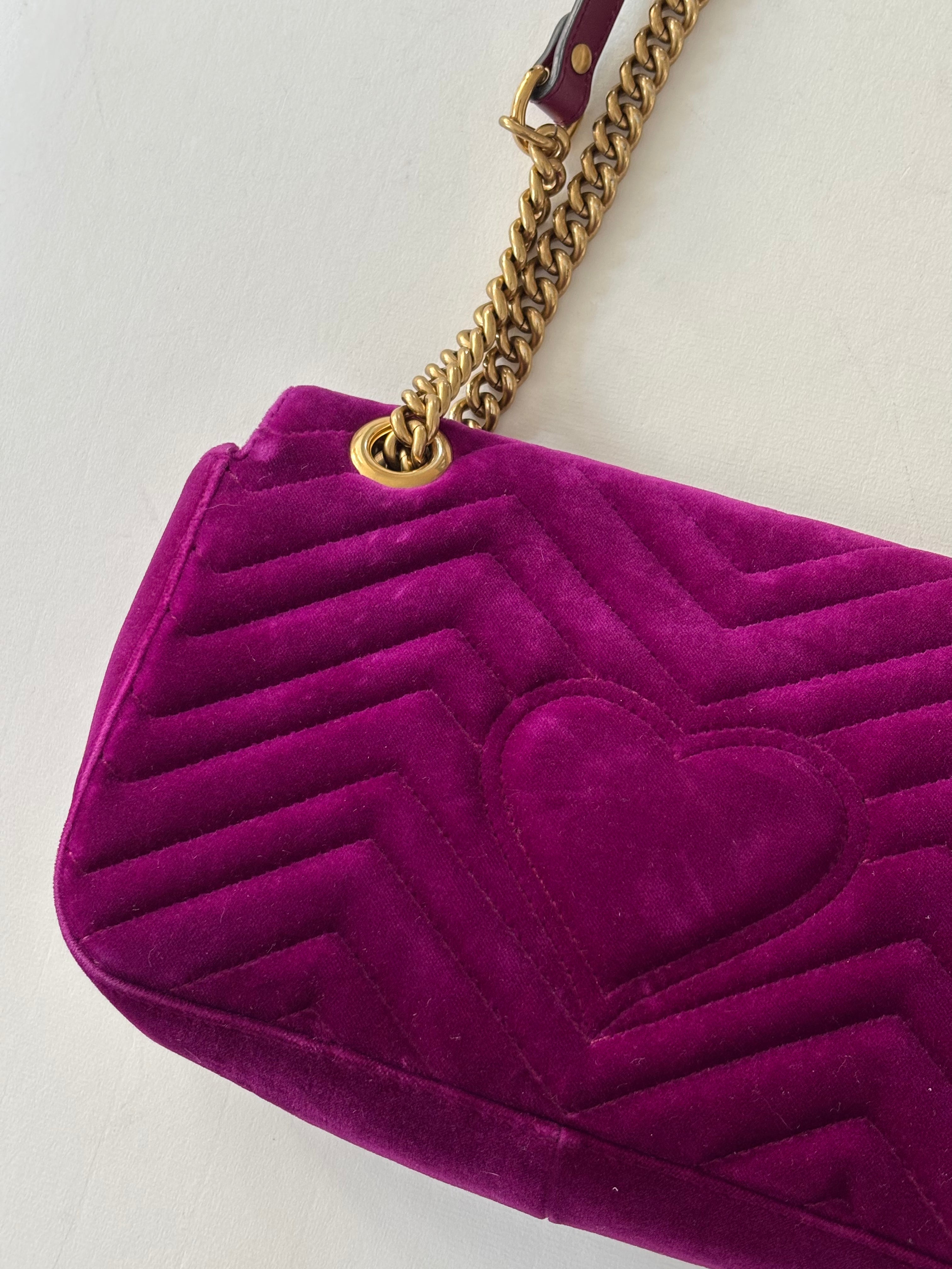 Gucci GG Marmot fuchsia velvet bag