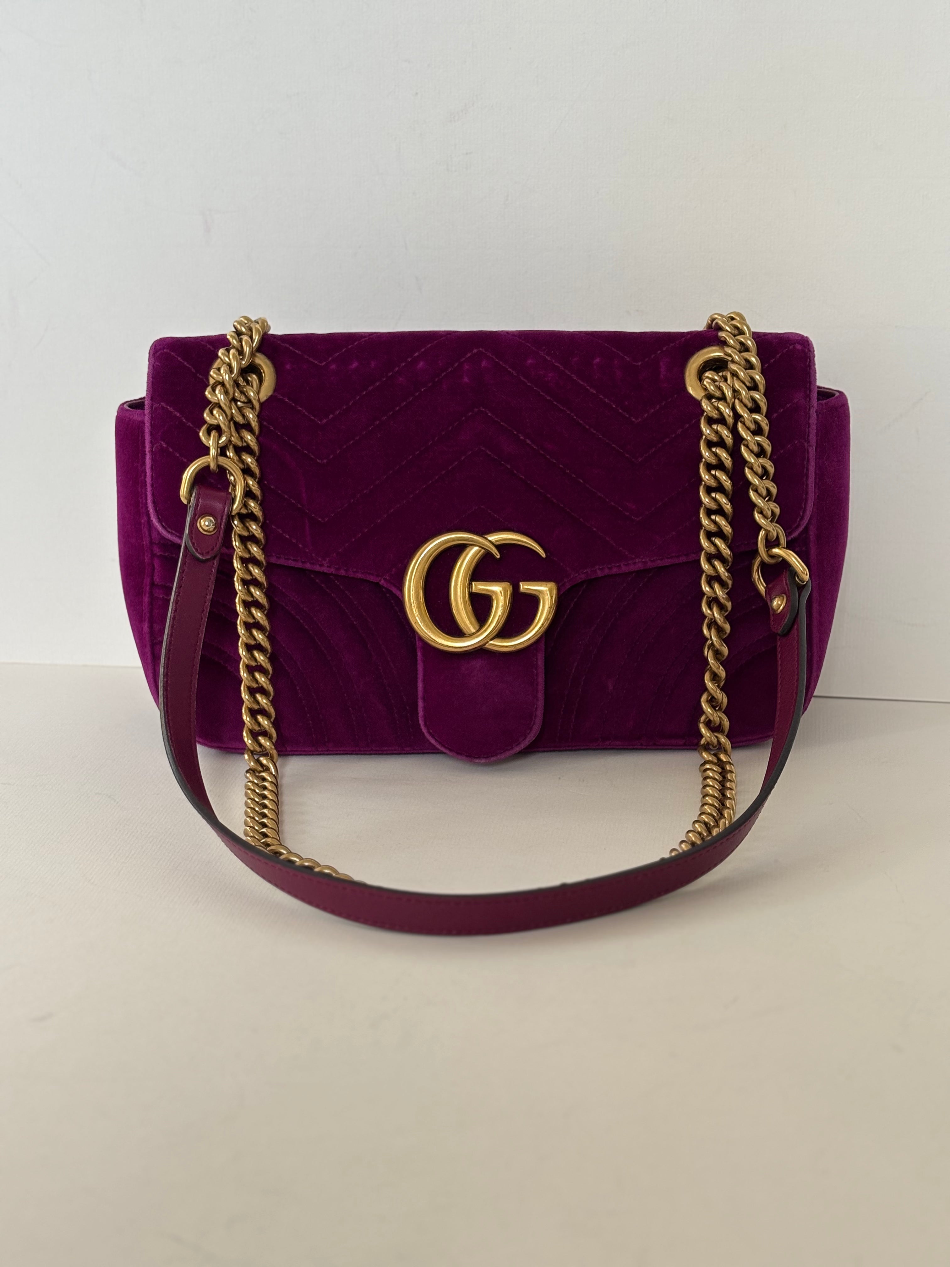 Gucci GG Marmot fuchsia velvet bag