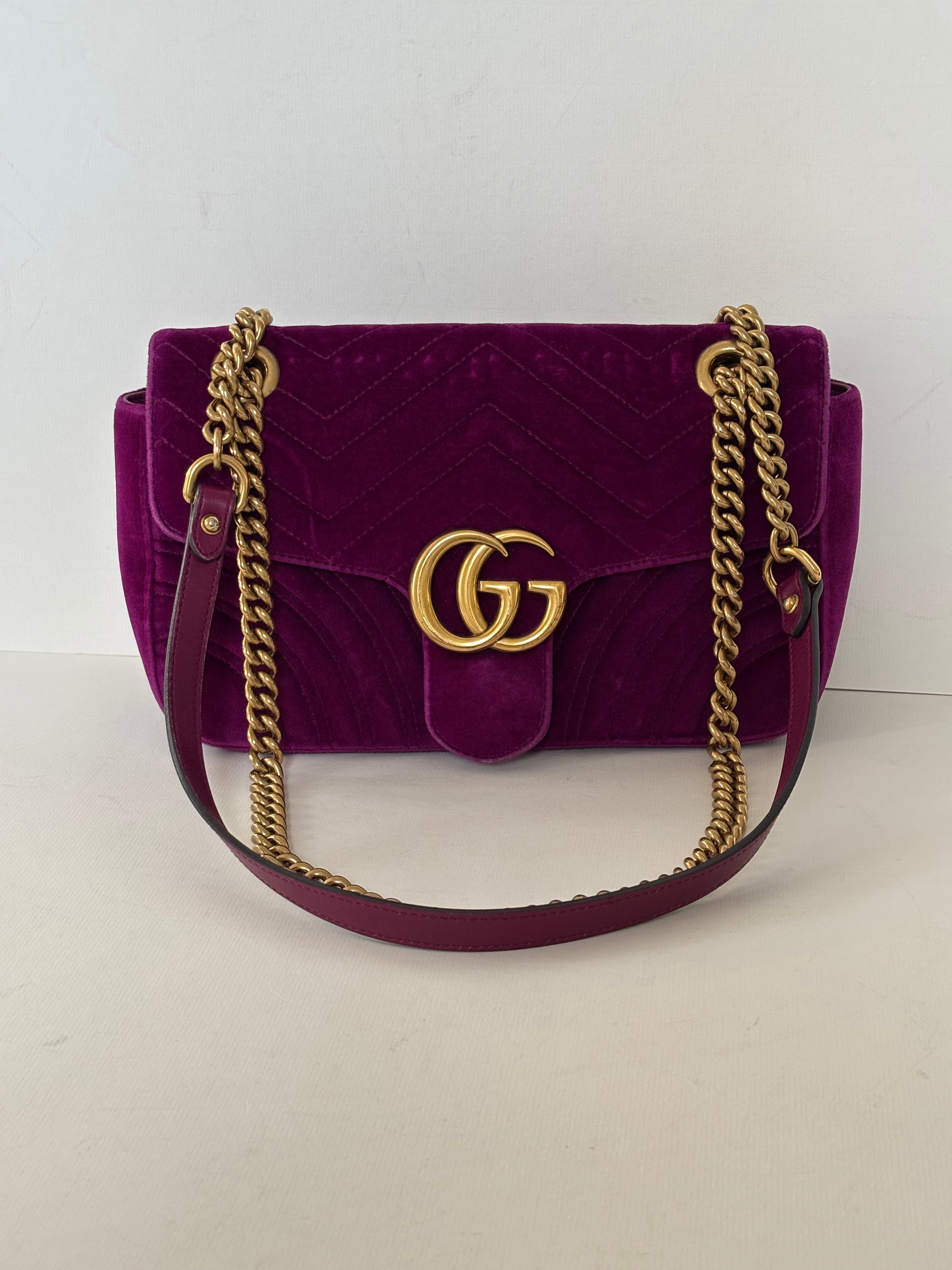 Gucci GG Marmot fuchsia velvet bag