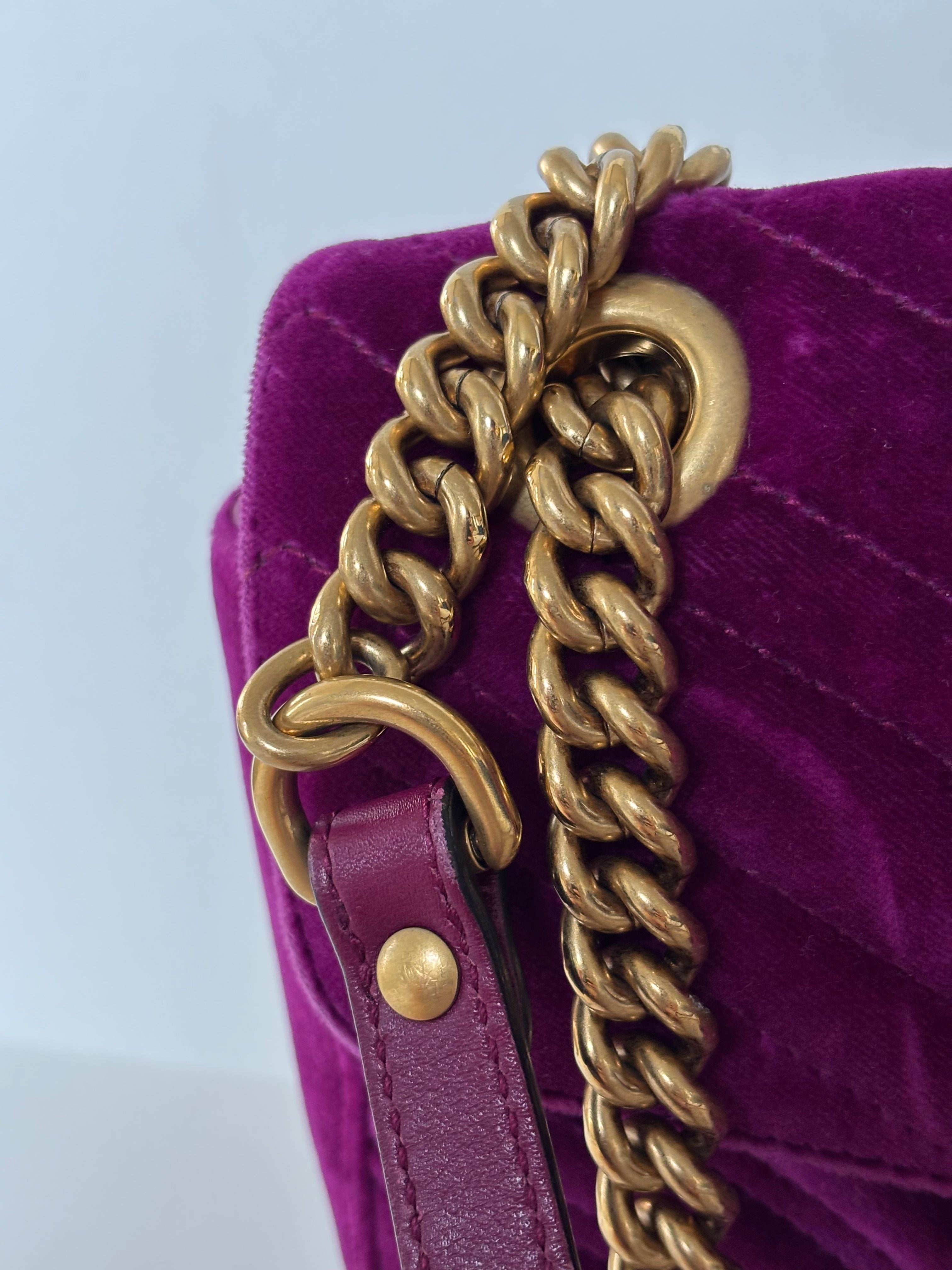 Gucci GG Marmot fuchsia velvet bag