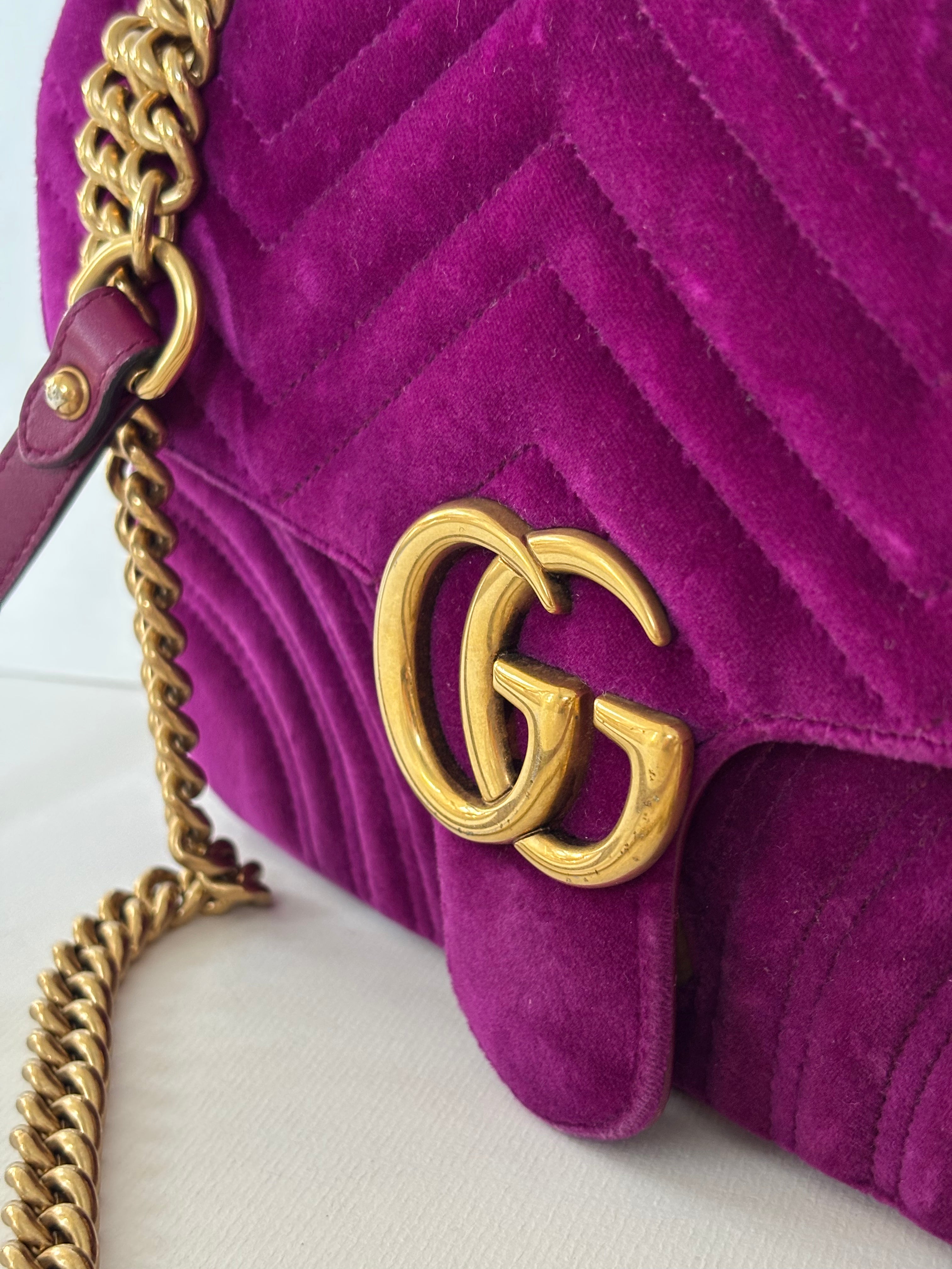 Gucci GG Marmot fuchsia velvet bag