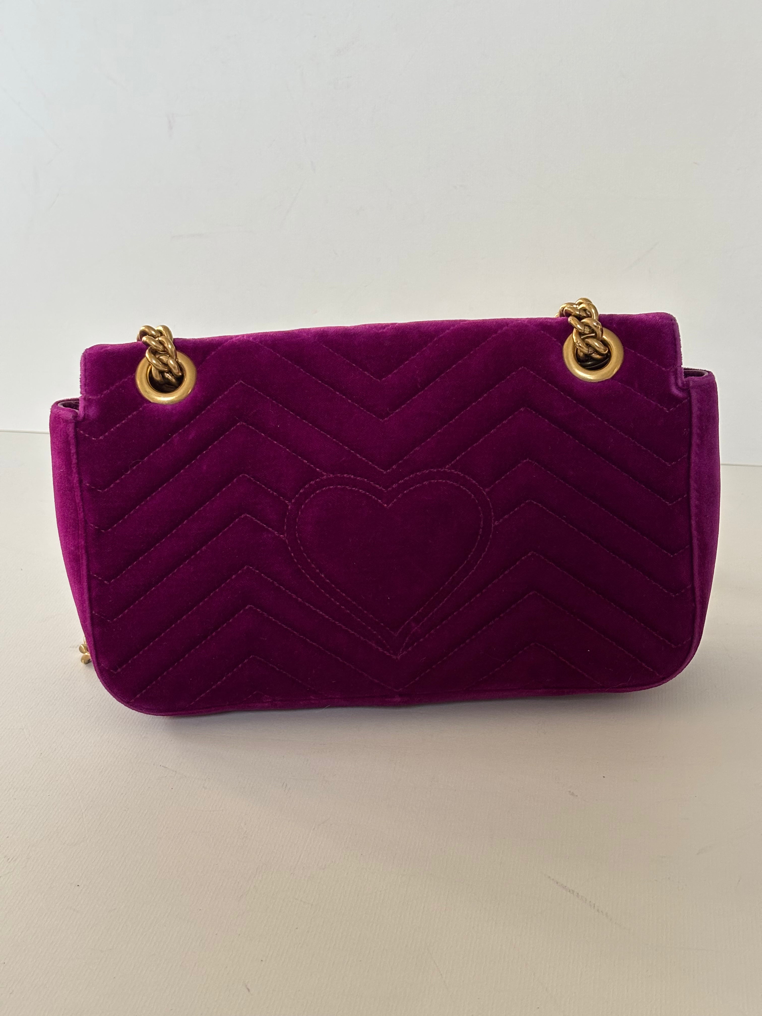 Gucci GG Marmot fuchsia velvet bag