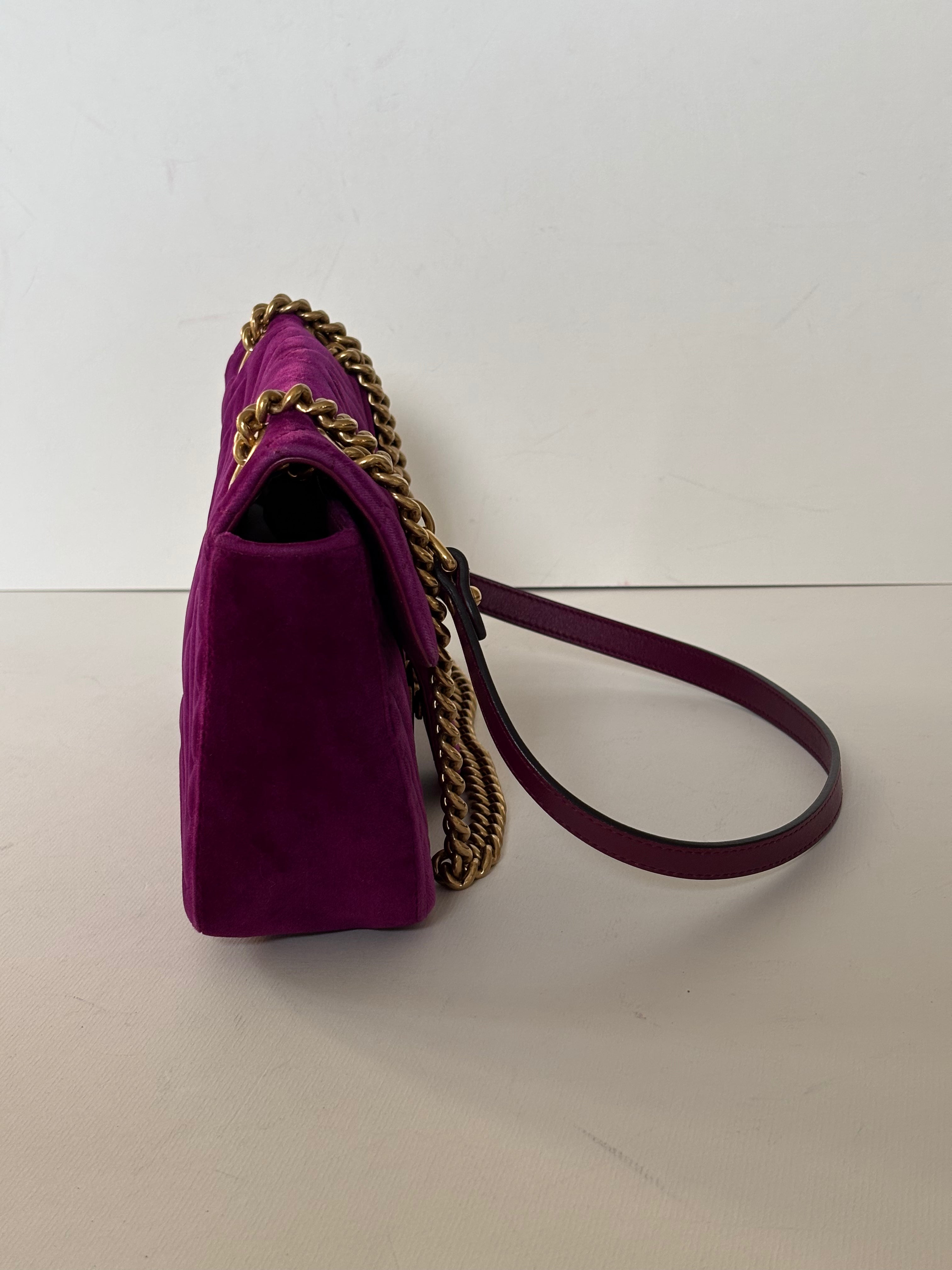 Gucci GG Marmot fuchsia velvet bag