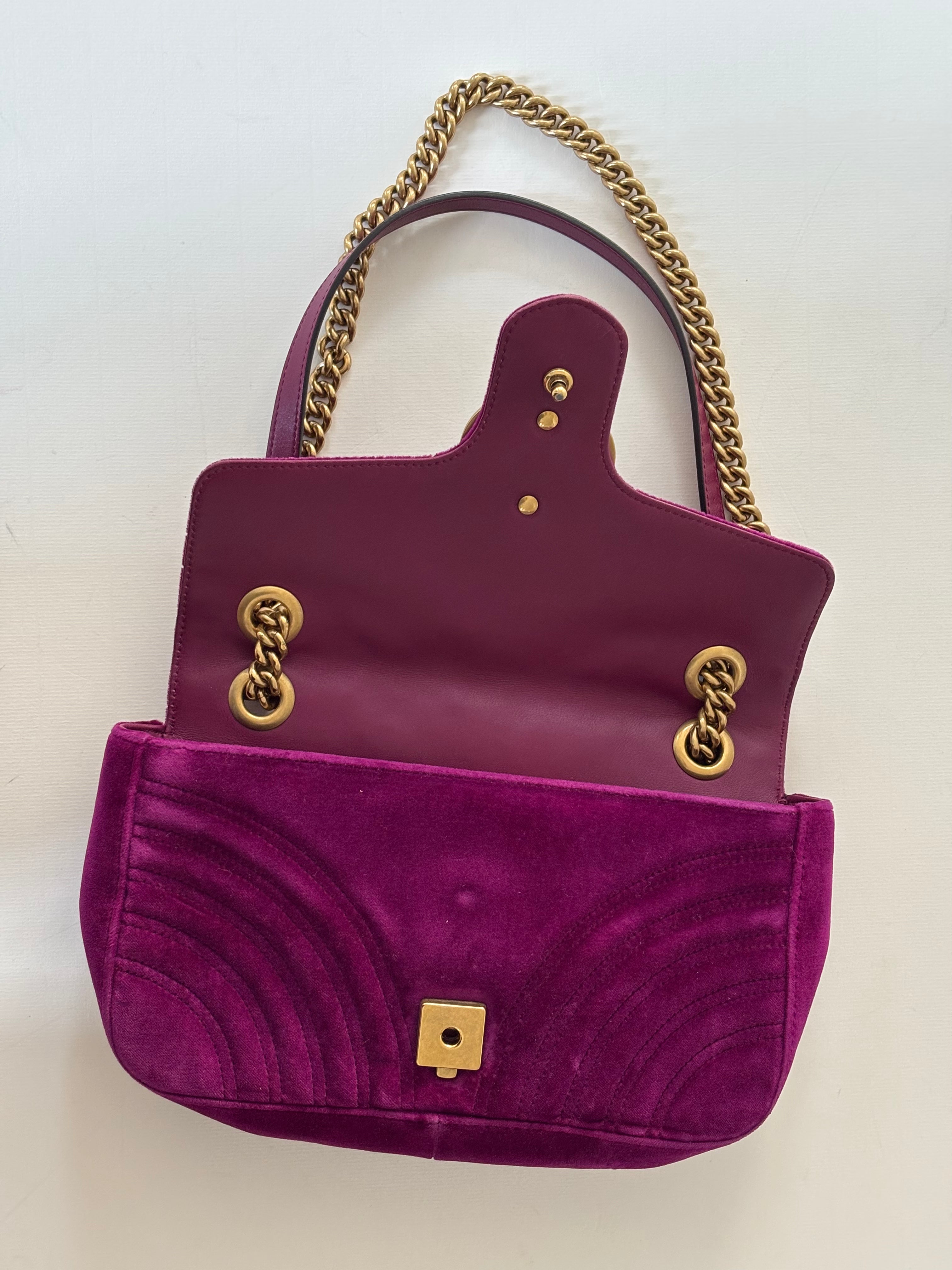 Gucci GG Marmot fuchsia velvet bag
