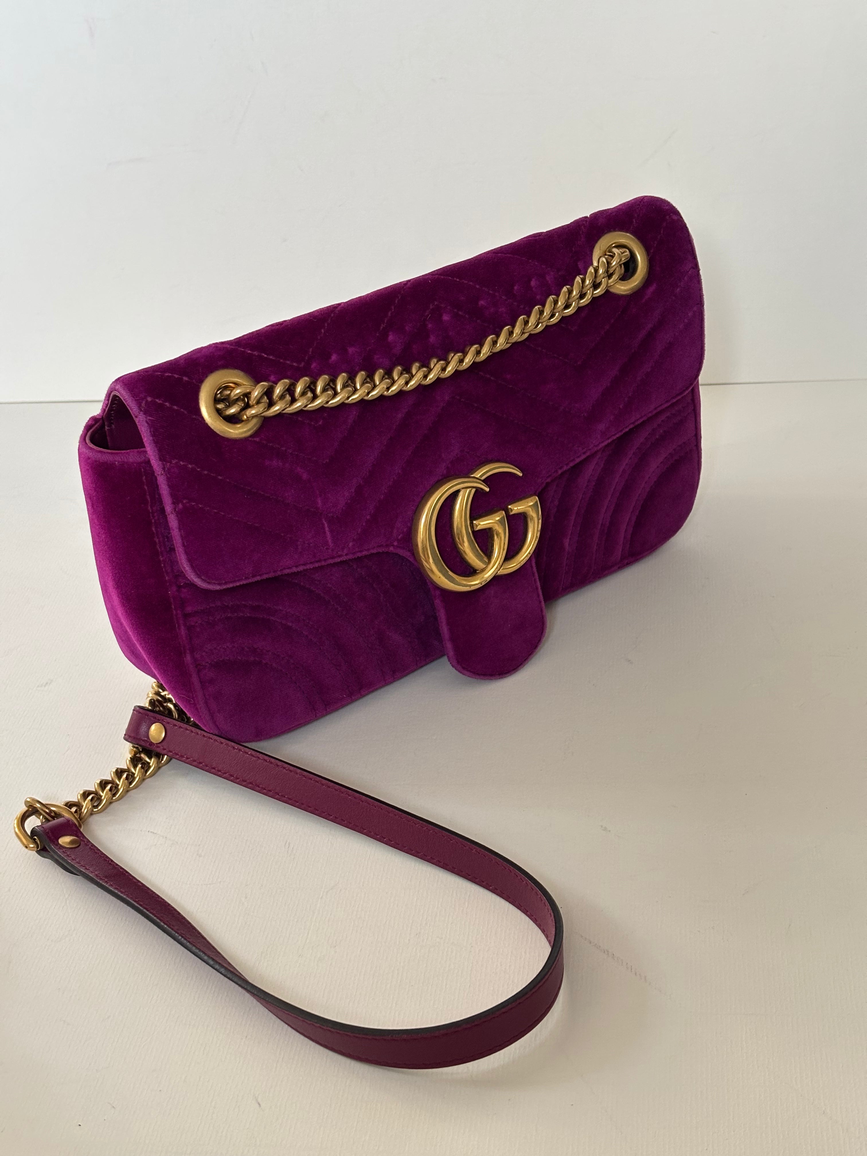 Gucci GG Marmot fuchsia velvet bag