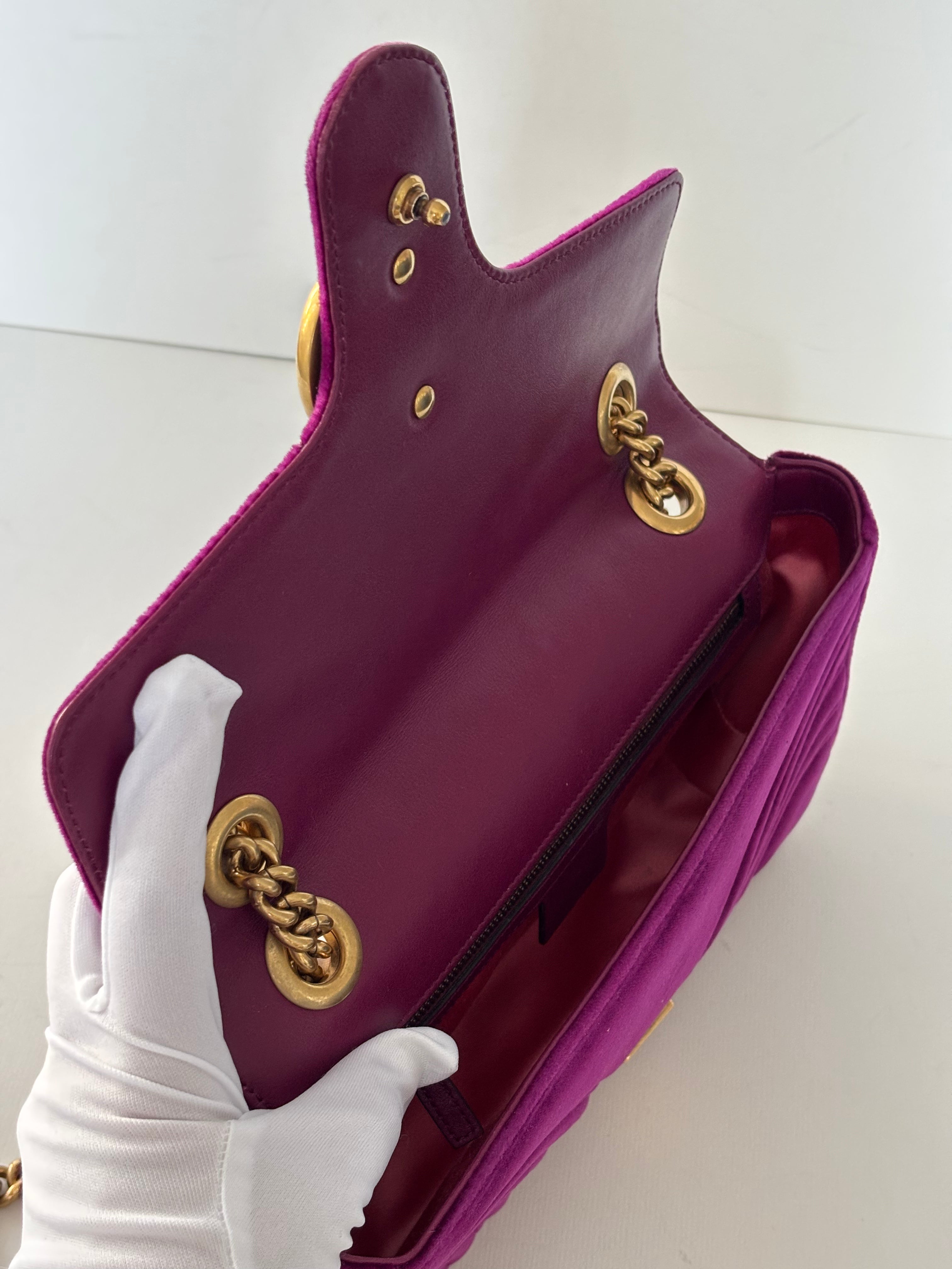 Gucci GG Marmot fuchsia velvet bag