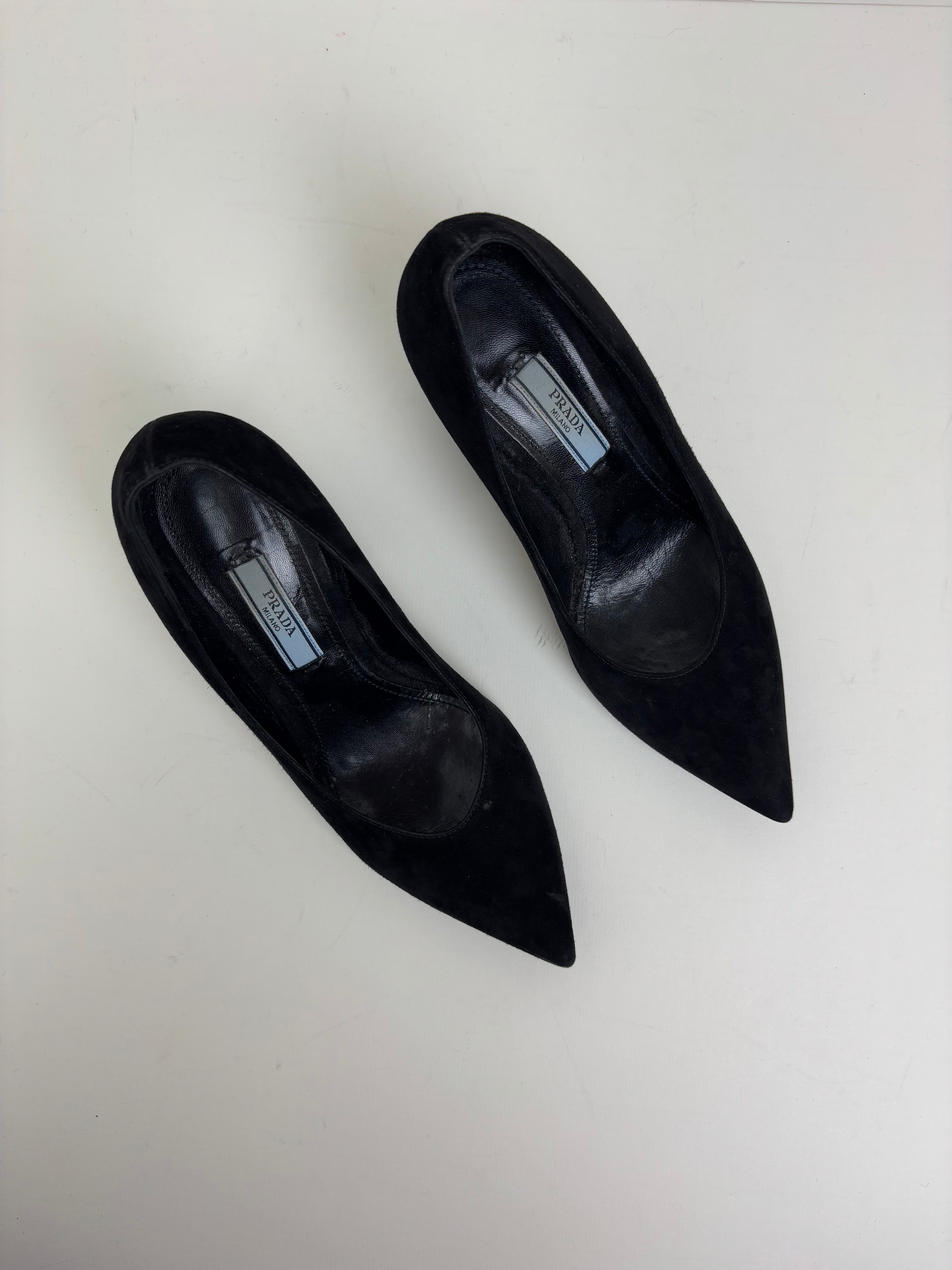 Prada black suede scarpin - 34.5 EU