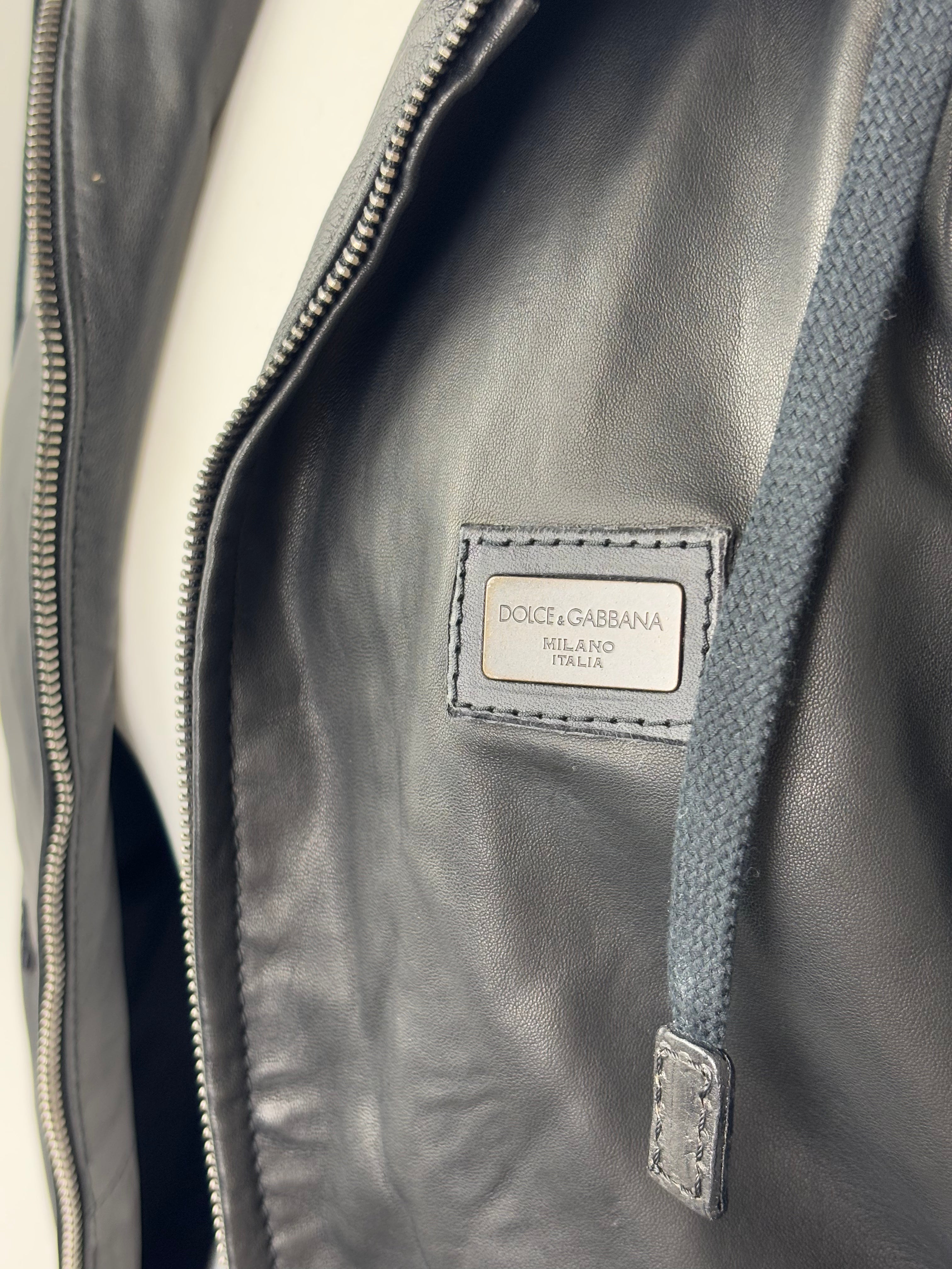 MENSWEAR - Dolce & Gabbana hoodie leather jacket - 48 UK