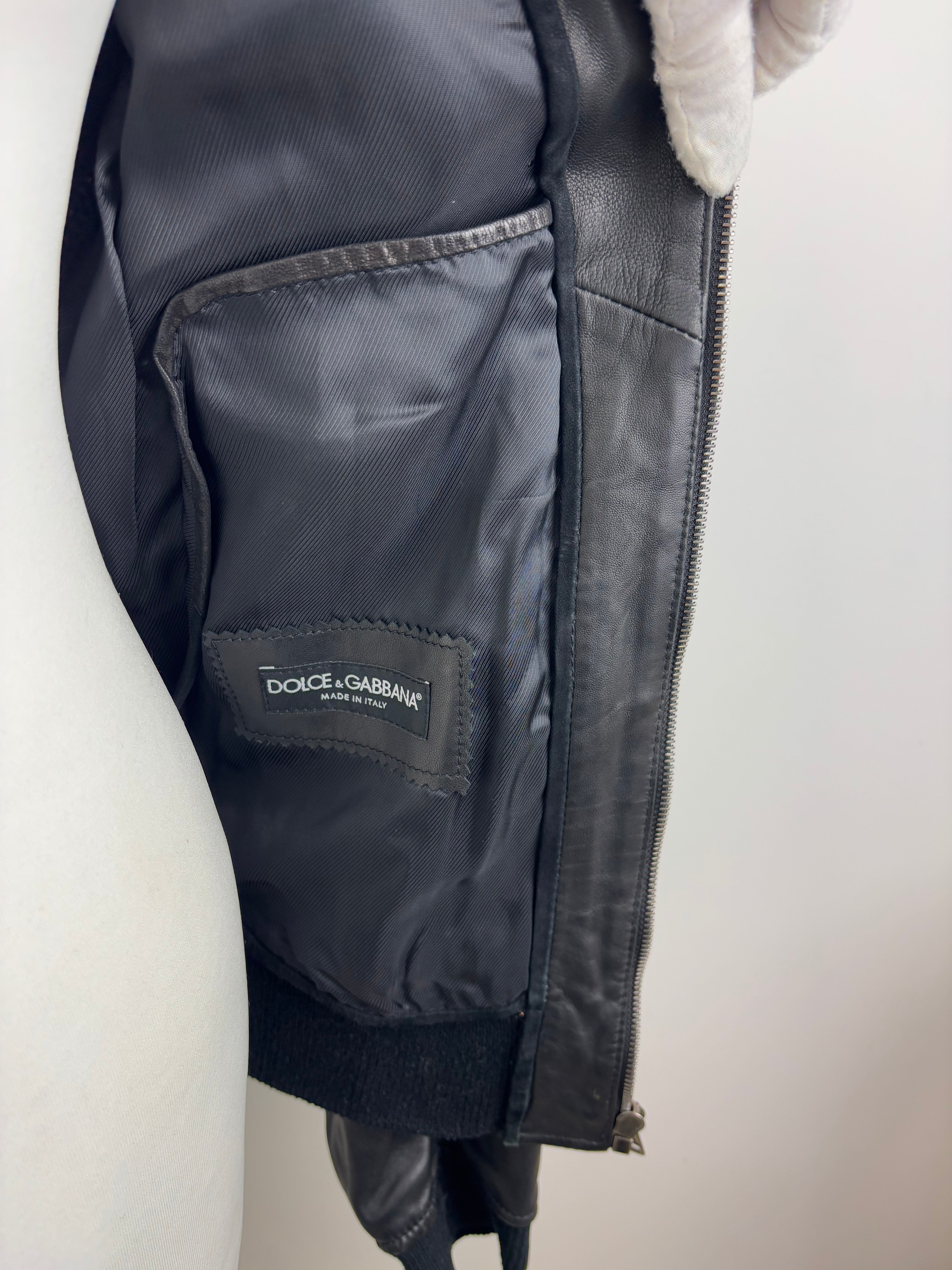 MENSWEAR - Dolce & Gabbana hoodie leather jacket - 48 UK