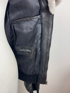 MENSWEAR - Dolce & Gabbana hoodie leather jacket - 48 UK