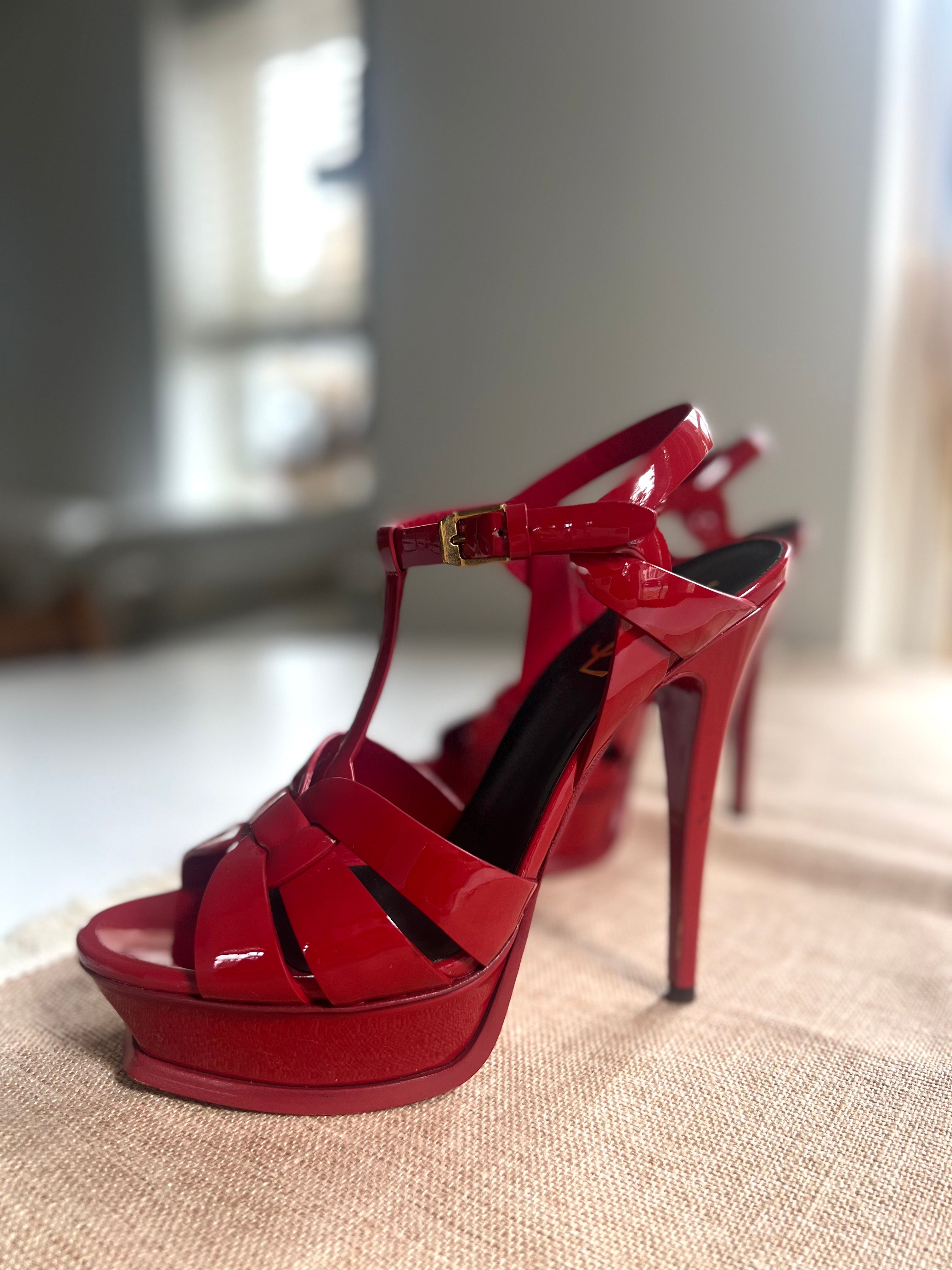 Ysl cheap red heels